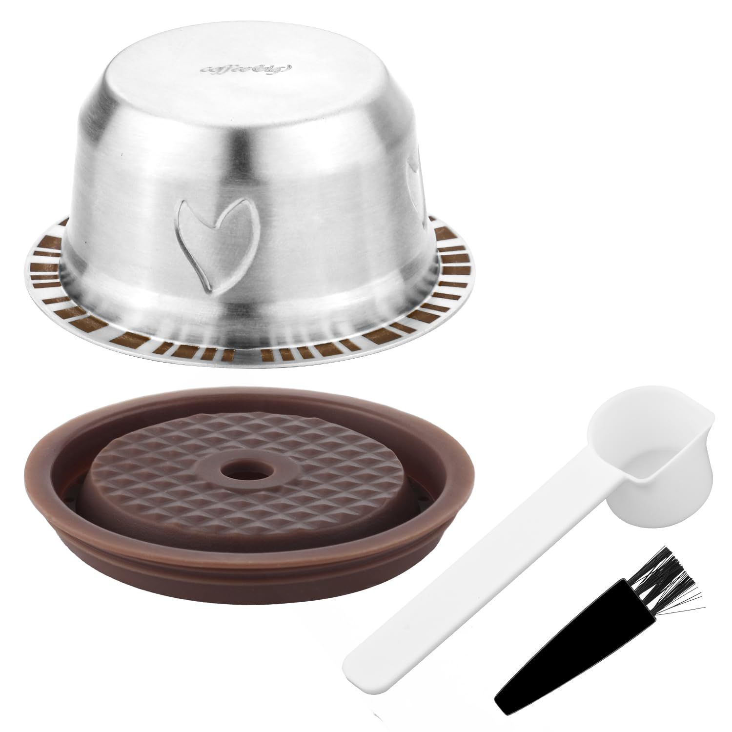 Reusable Pods for Nespresso Vertuo Machine, Stainless Steel 230ml Refillable Coffee Capsule Set wit…