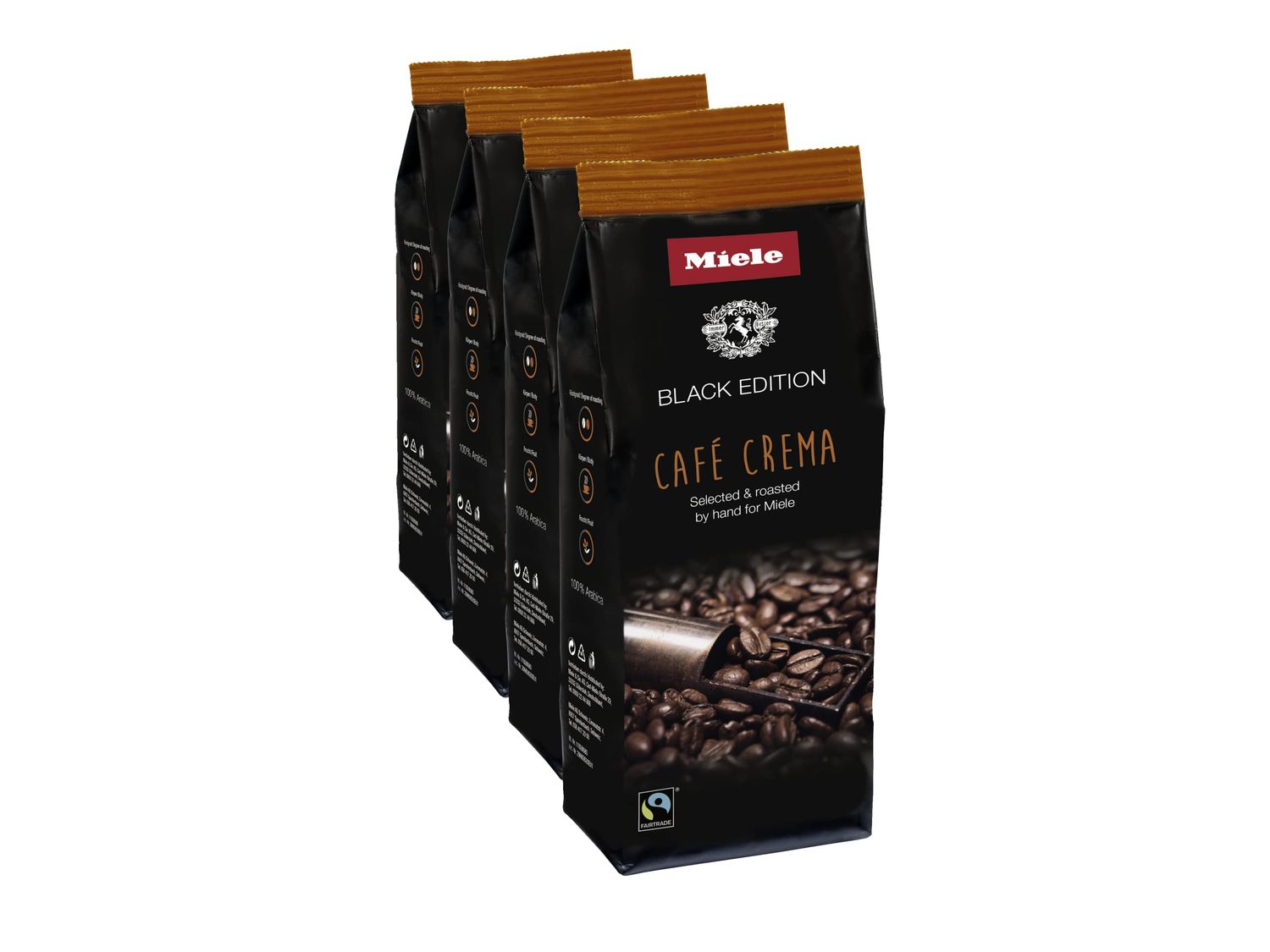 Miele Coffee Beans, Black Edition - Café Crema, 4 x 8.8 oz Bags