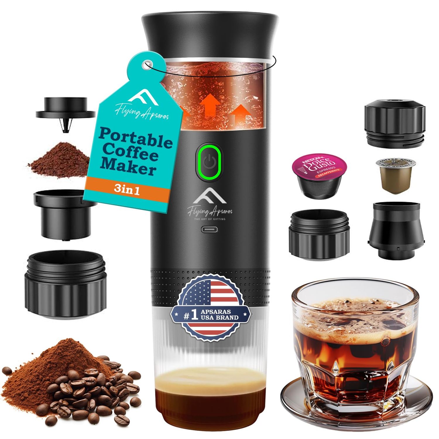 APSARAS USA Portable Coffee Maker for Travel, Portable Espresso Maker, 20 bar Mini Espresso Machine…