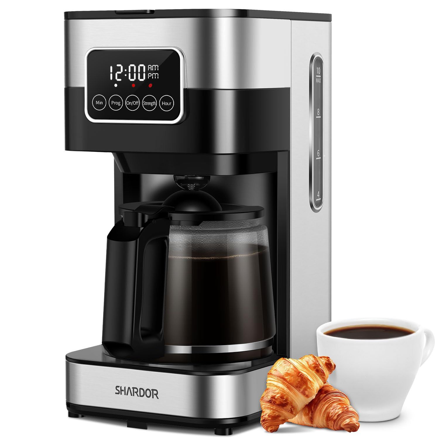 SHARDOR 10-Cup Programmable Coffee Maker, Regular &amp; Strong Brew Drip Coffee Machine for Home and Of…