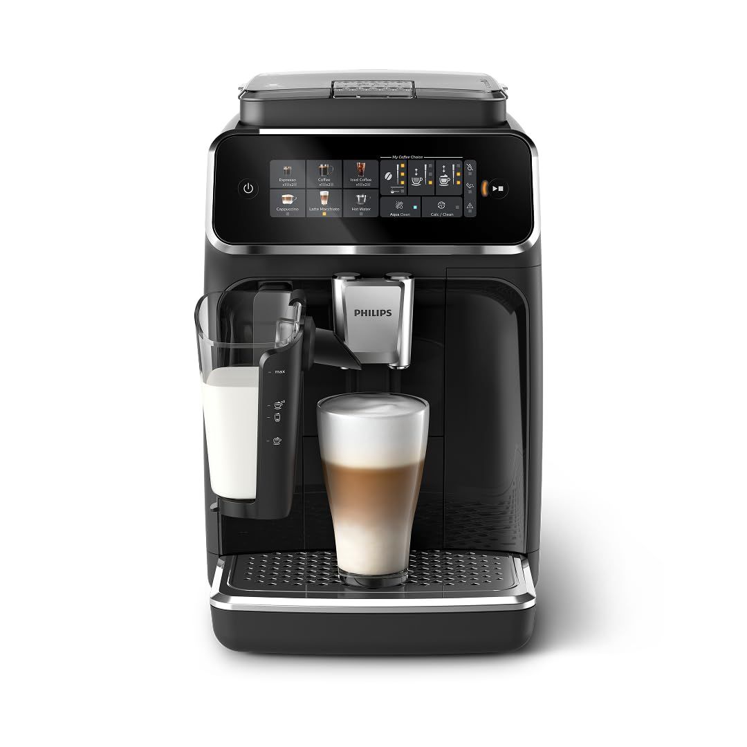 Philips 3300 Series Fully Automatic Espresso Machine with LatteGo Milk System and integrated grinde…
