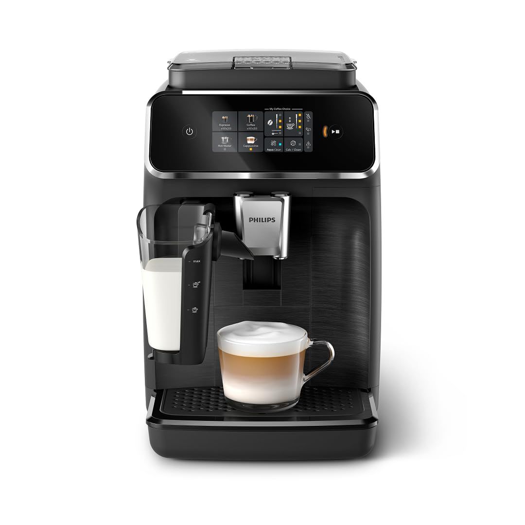 Philips 2300 Series Fully Automatic Espresso Machine with LatteGo milk system and integrated grinde…