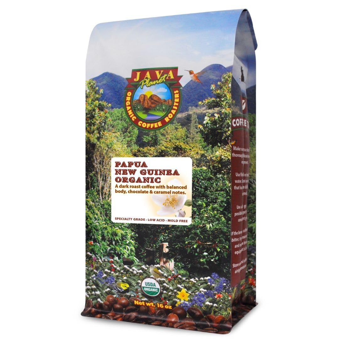Low Acid Organic Coffee – Whole Bean, Mold-Free &amp; Stomach Friendly by Java Planet, Papua New Guinea…
