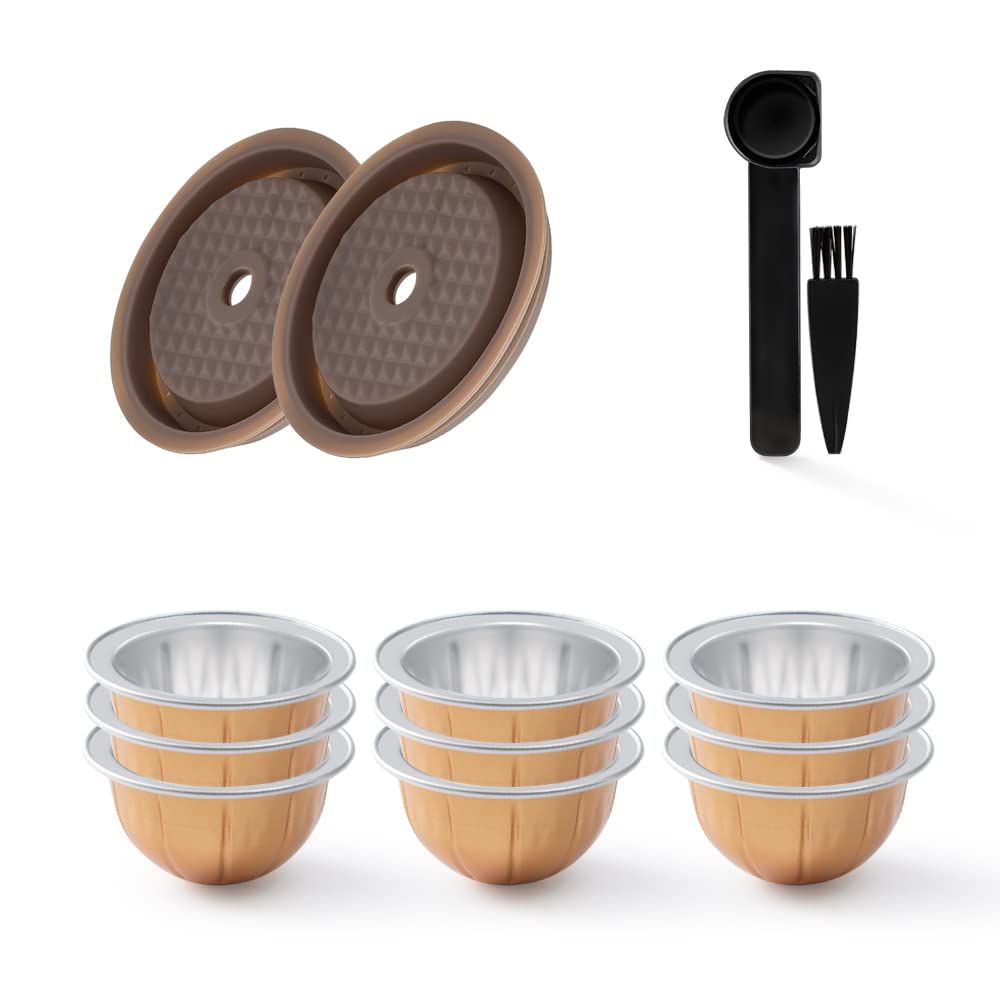 Reusable VERTUO Capsule Caps 2 Pcs + EMPTY Refillable VERTUOLINE Pods-80+150+230ml Each 3 Pcs For V…