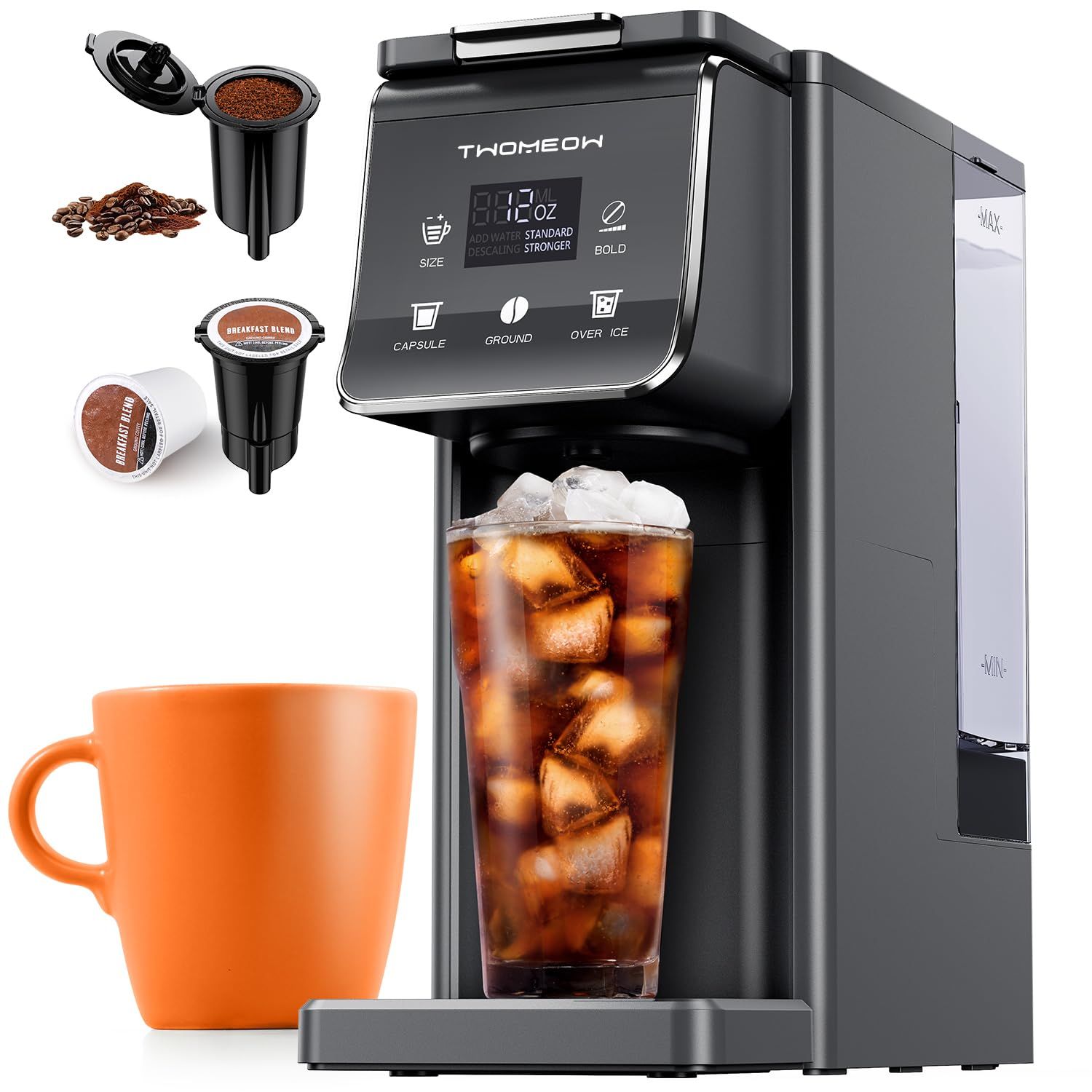 K Cup Coffee Maker With Bold Setting, Single Serve Hot &amp; Iced Coffee Maker for K-Cup and Grounds, 5…