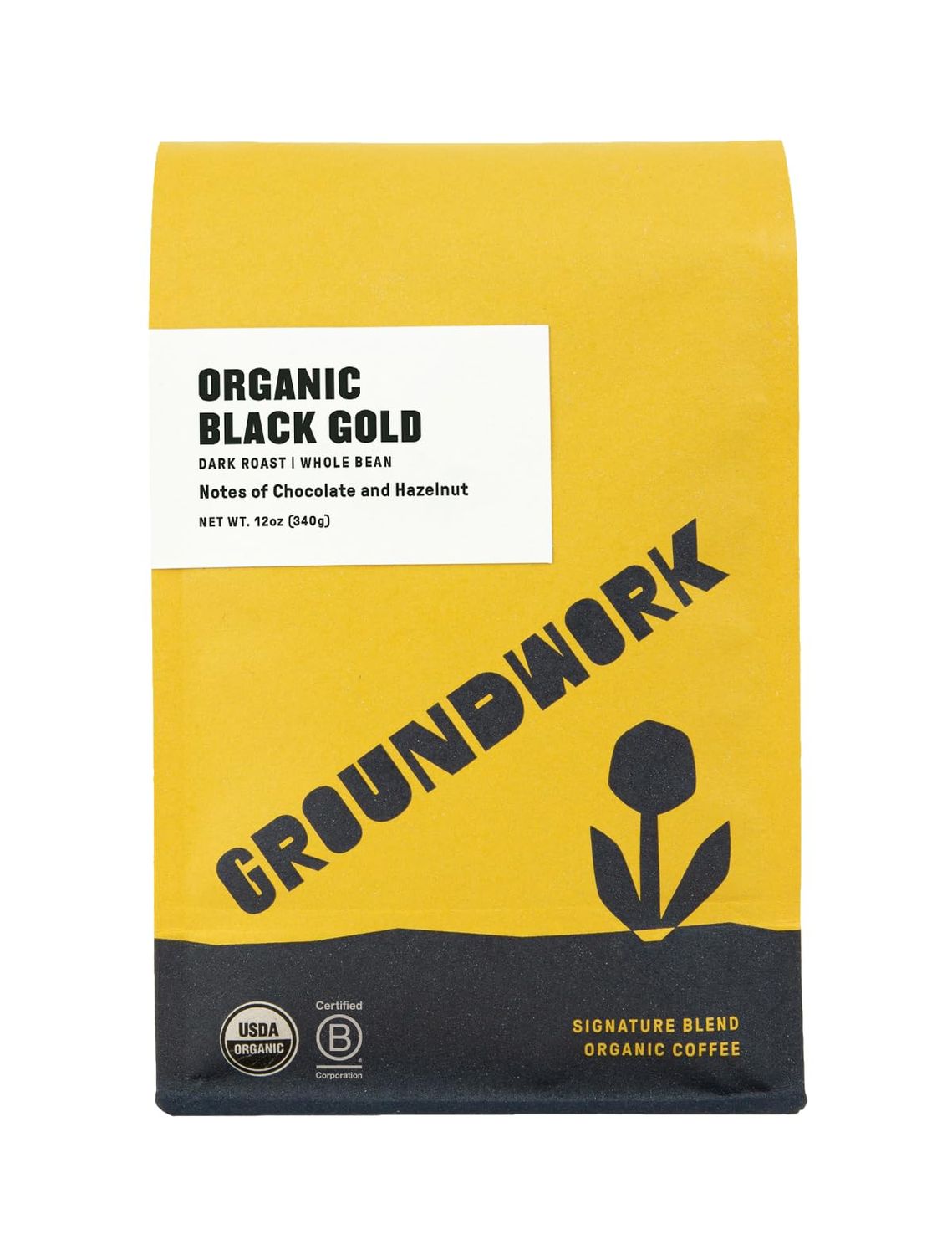 GROUNDWORK Black Gold Whole Bean Coffee Dark Roast Blend - USDA Organic Signature Blend Coffee Bean…