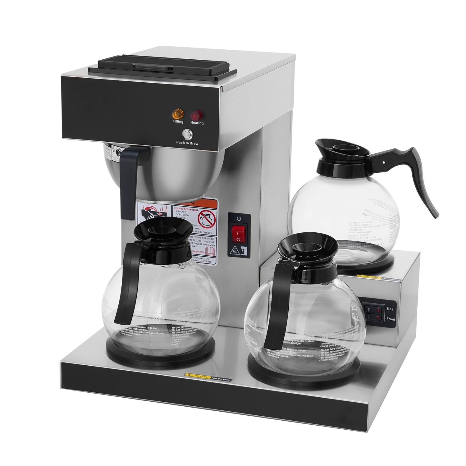 SYBO 12-Cup Commercial Coffee Maker, Pour Over Drip Coffee Maker Brewer with 3 Lower Warmers and 3 …