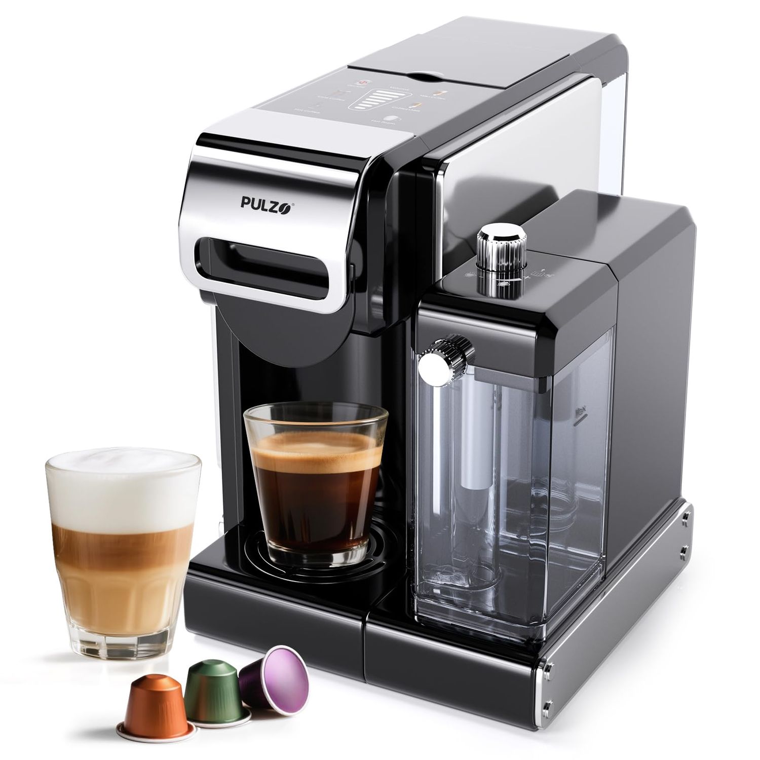 PULZO Espresso Machine with Integrated Automatic Milk Frother, capsule coffee maker for K*cup capsu…