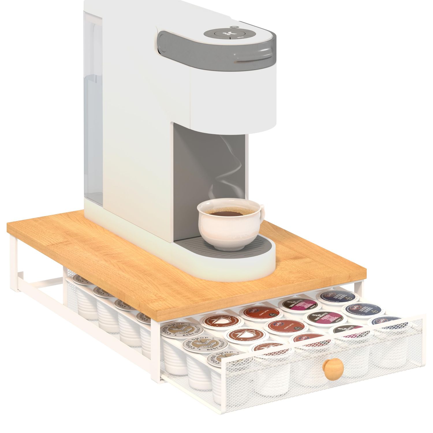 Sedegn Coffee Pod Holder Counter Coffee Vertuo Capsules Storage Organizer with Sliding Drawer Compa…