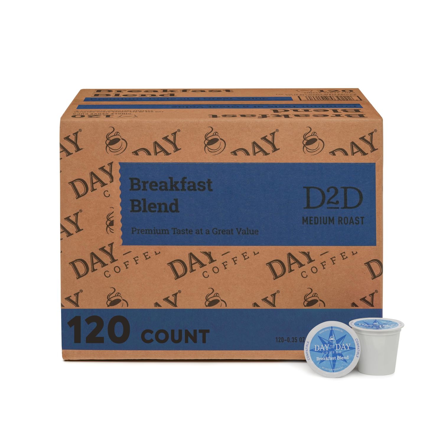Day To Day Coffee Breakfast Blend Medium Roast Coffee Pods, 120 Count, Compatible with Keurig K-Cup…