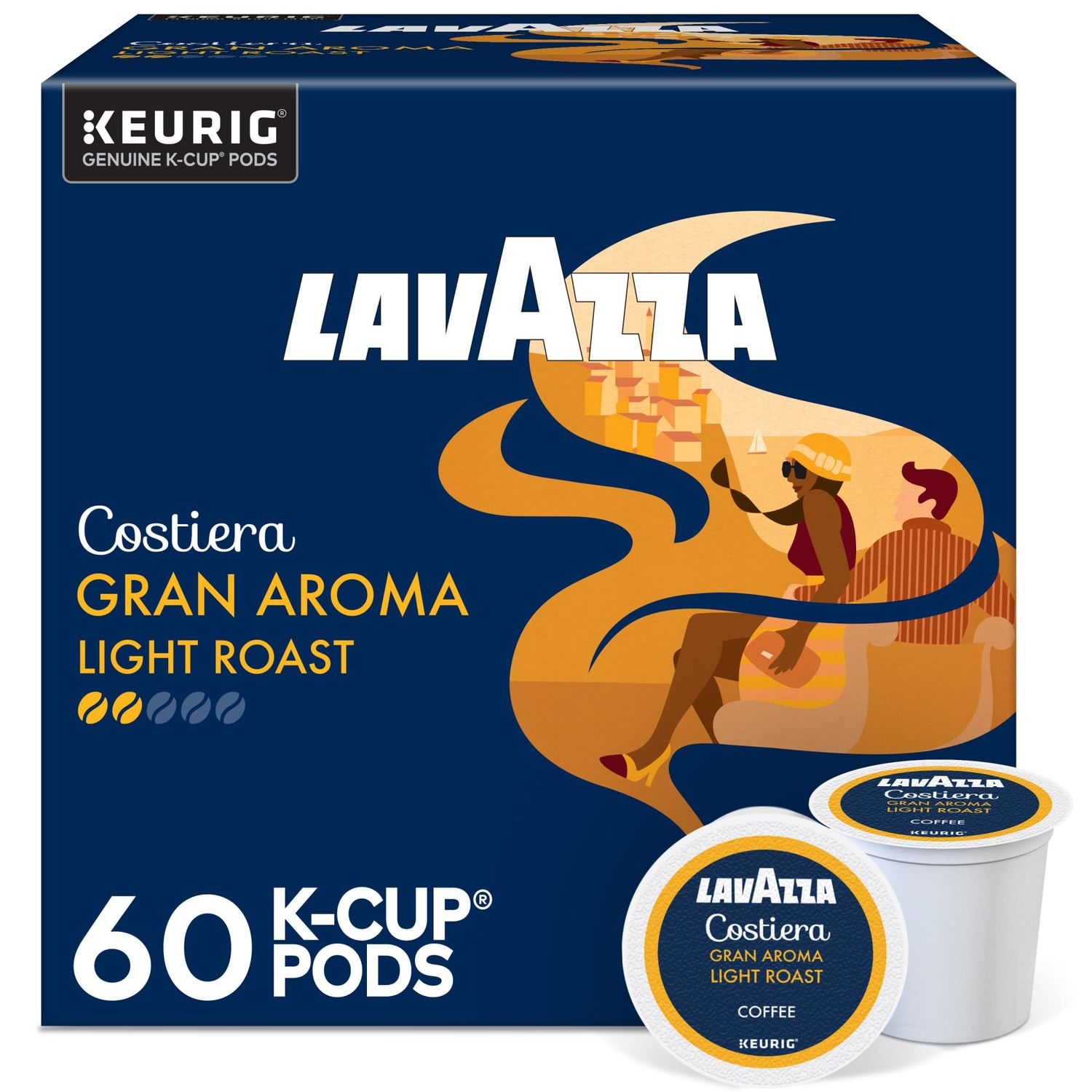 Lavazza Costiera Gran Aroma, Single-Serve Keurig K-Cup Pods, Light Roast Coffee, 60-Count Box (6 Pa…