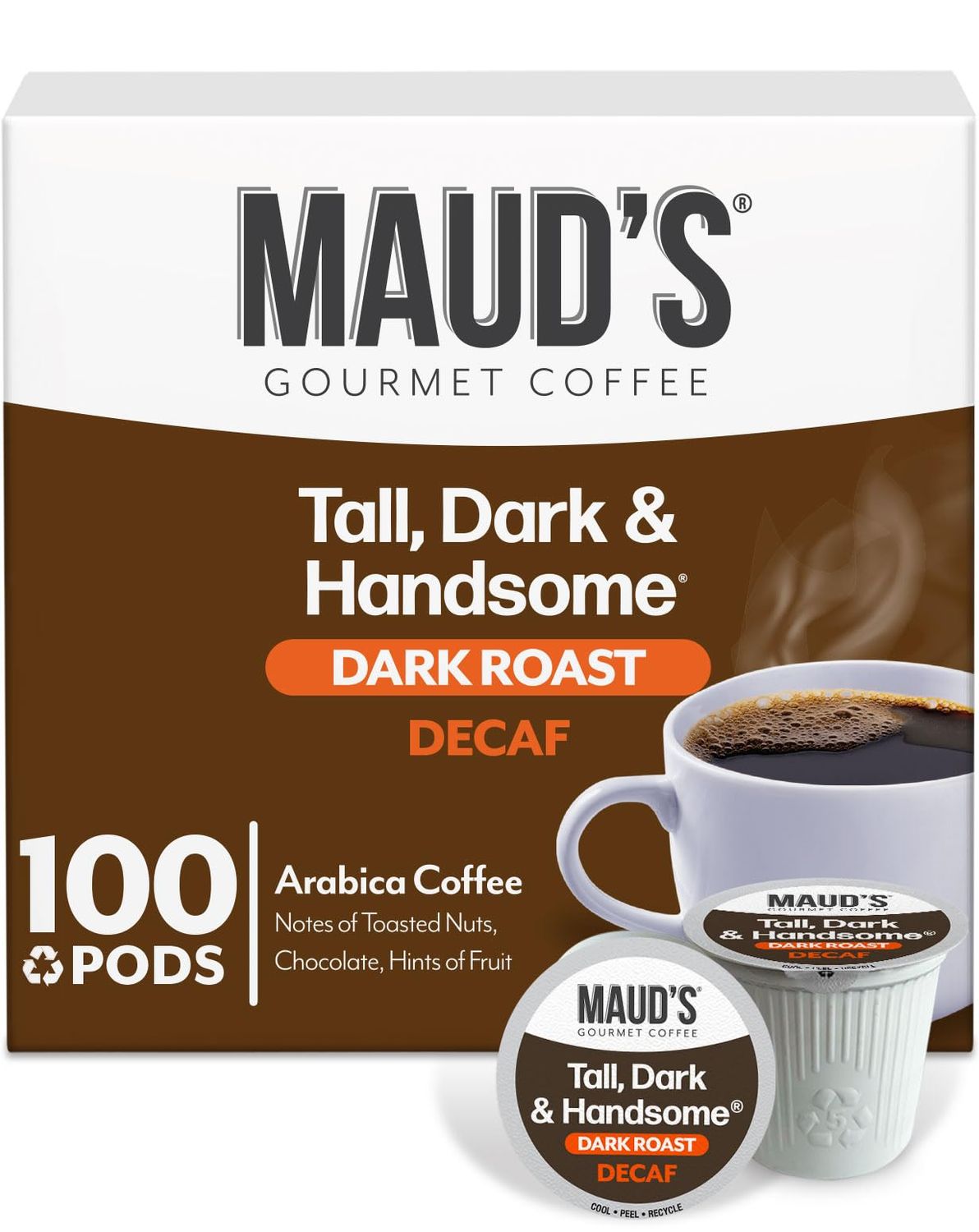 Maud's Decaf Dark Roast Coffee Pods, 100 ct, Decaffeinated Single Serve Pods – 100% Arabica, Compat…
