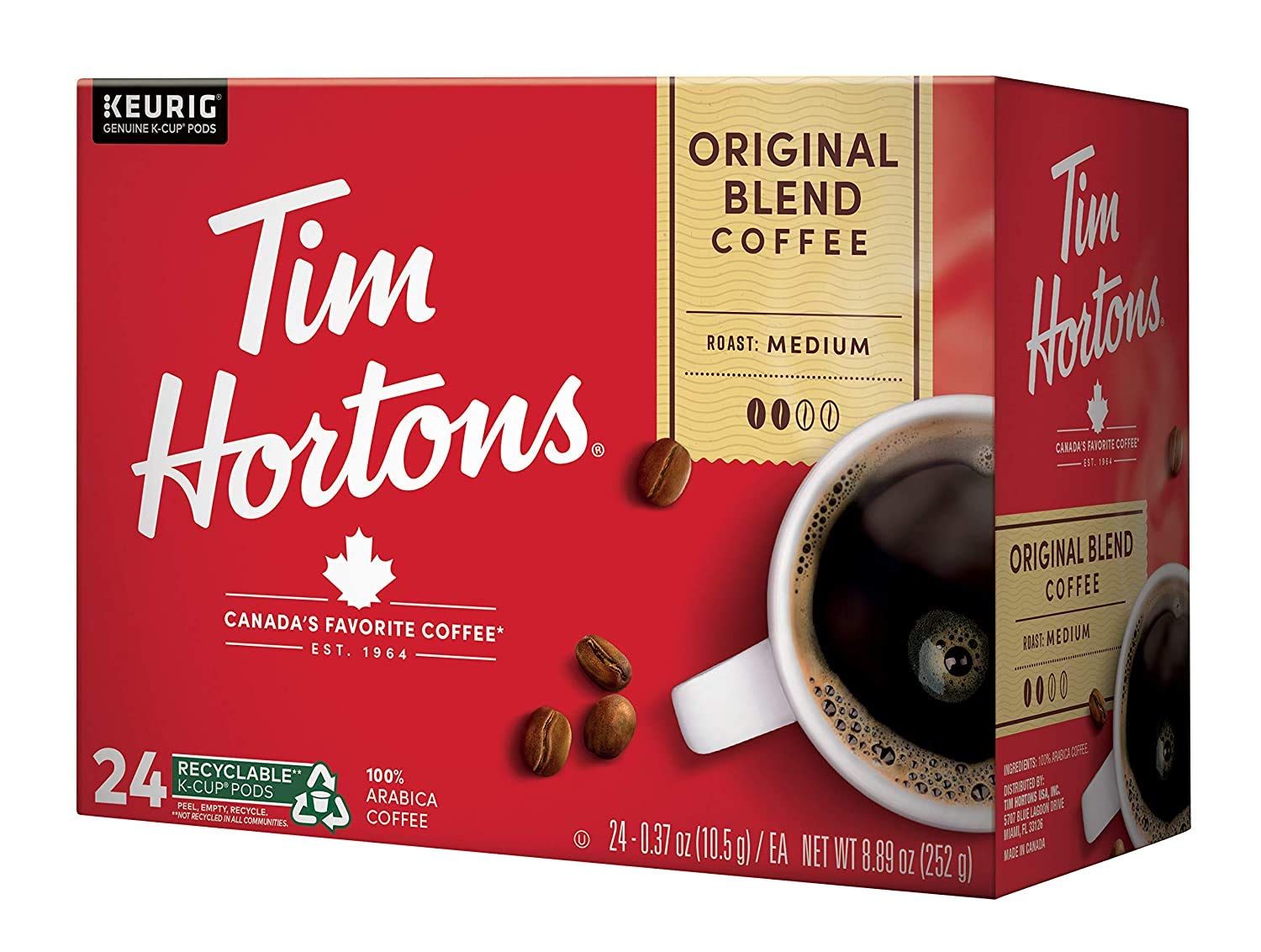 Tim Hortons Original Blend, Medium Roast Coffee, Single-Serve K-Cup Pods Compatible with Keurig Bre…