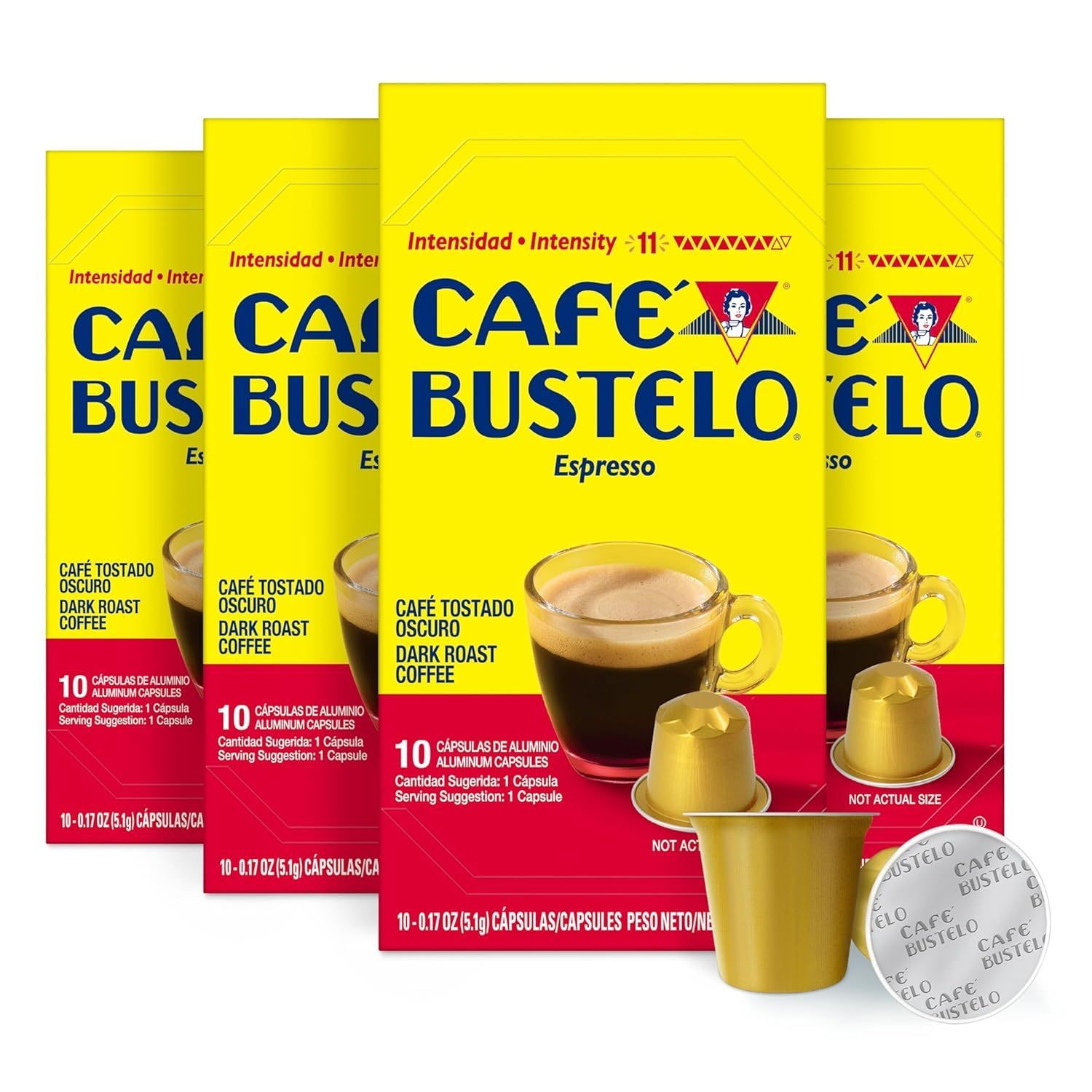 Café Bustelo Aluminum Espresso Capsules, Dark Roast Coffee, Nespresso Original Line Compatible, Int…
