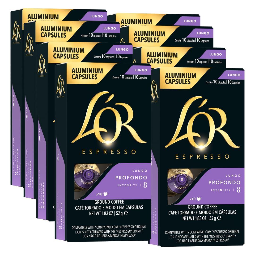 L'OR Espresso Capsules, 80 Count Profondo Lungo, Single-Serve Aluminum Coffee Capsules Compatible w…