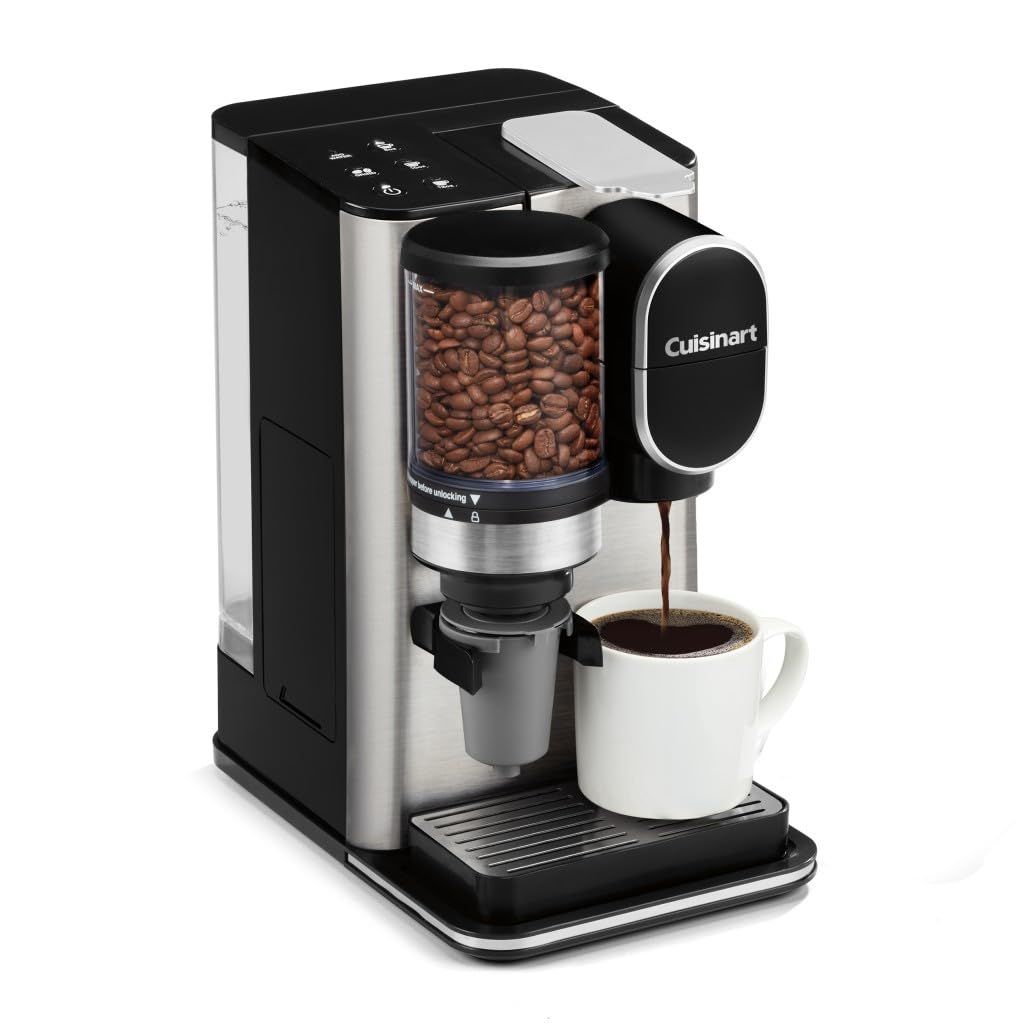 Cuisinart Single-Serve Coffee Maker + Coffee Grinder with 8, 10, and 12 oz. Serving Size, Compatibl…