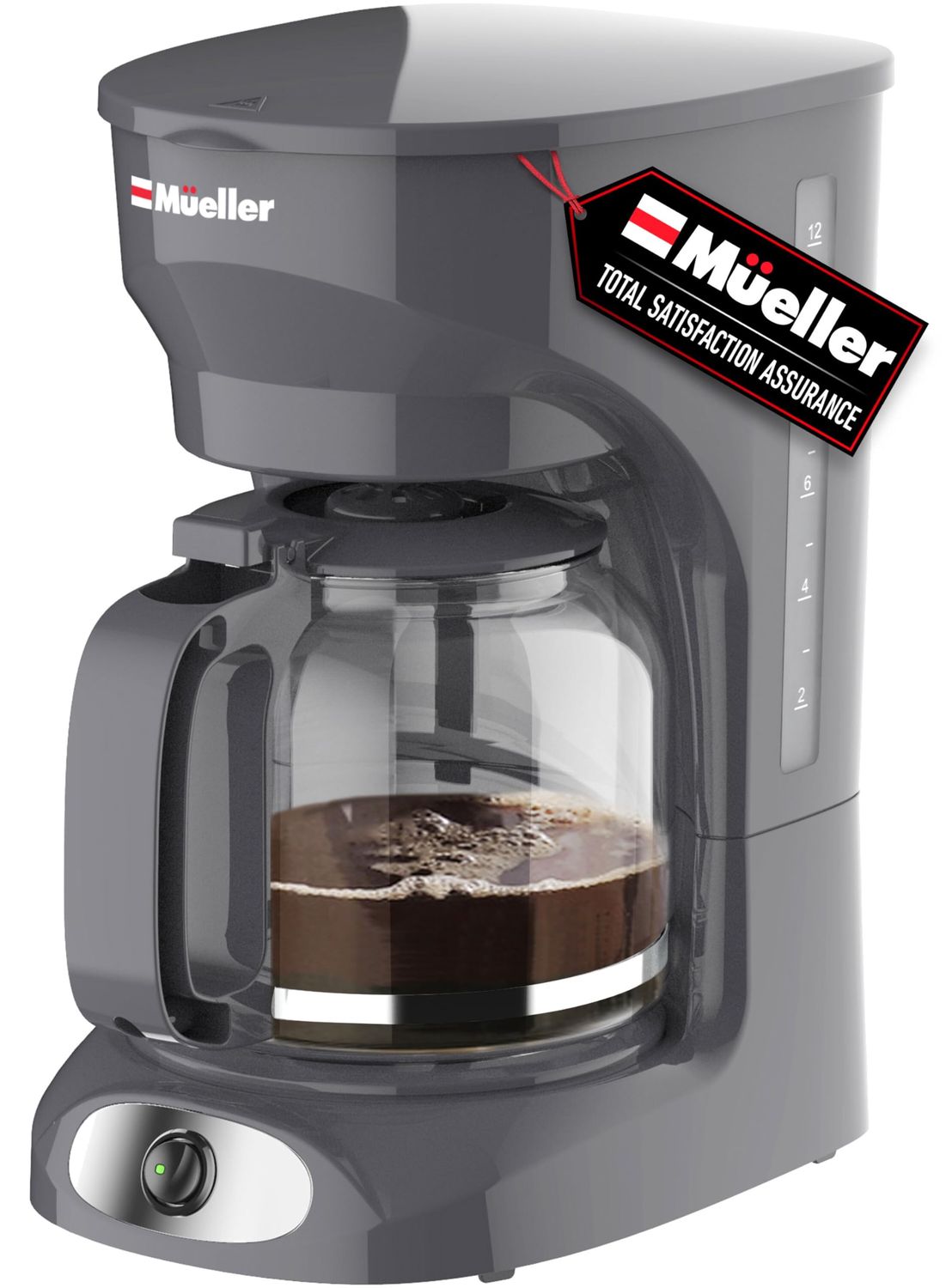 MUELLER HOME 12-Cup Drip Coffee Maker Perfect for Home or Office, Borosilicate Carafe, Auto-Off, Re…