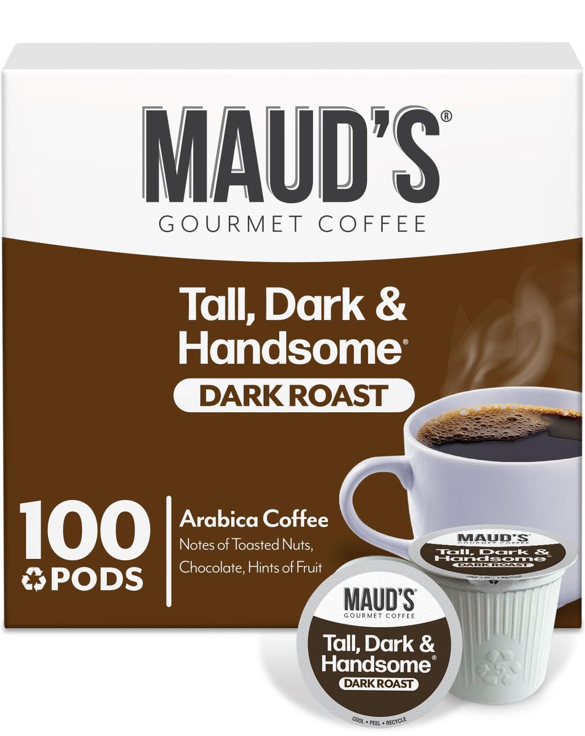 Maud's Dark Roast Coffee Pods, 100ct, Single Serve Pods – 100% Arabica Coffee, Compatible with Keur…