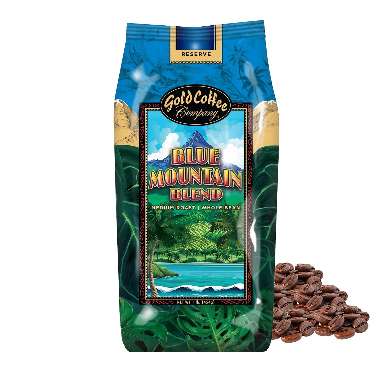 Gold Coffee Co. Blue Mountain Premium Blend - Medium Roast, Whole Bean 100% Arabica Coffee - Notes …