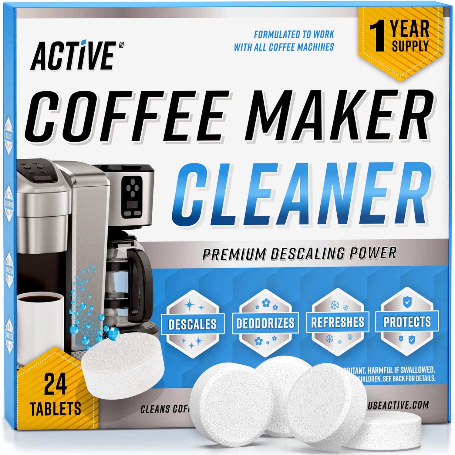 Coffee Machine Cleaner Descaler Tablets - 24 Count, Compatible With Nespresso, Keurig, Ninja, Delon…