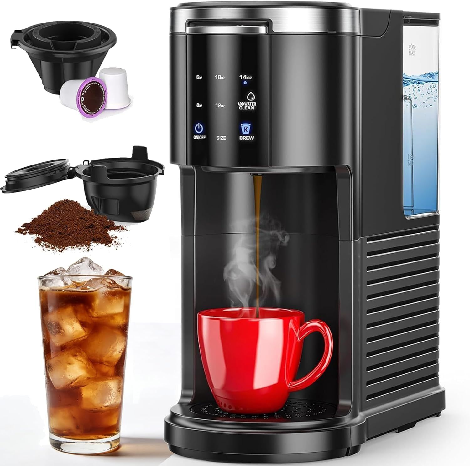 COWSAR Commercial Single Serve Coffee Maker, K Cup Coffee Brewer for Capsule and Ground Coffee, Cap…