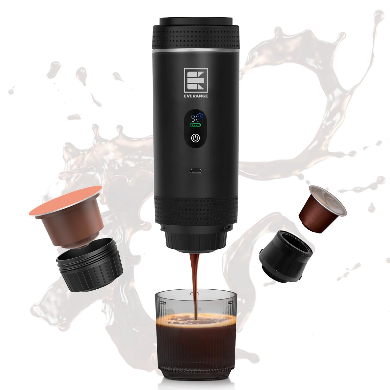 Portable Electric Espresso Machine, Travel Coffee Maker Brewer Compatible with Ground Coffee &amp; NS C…