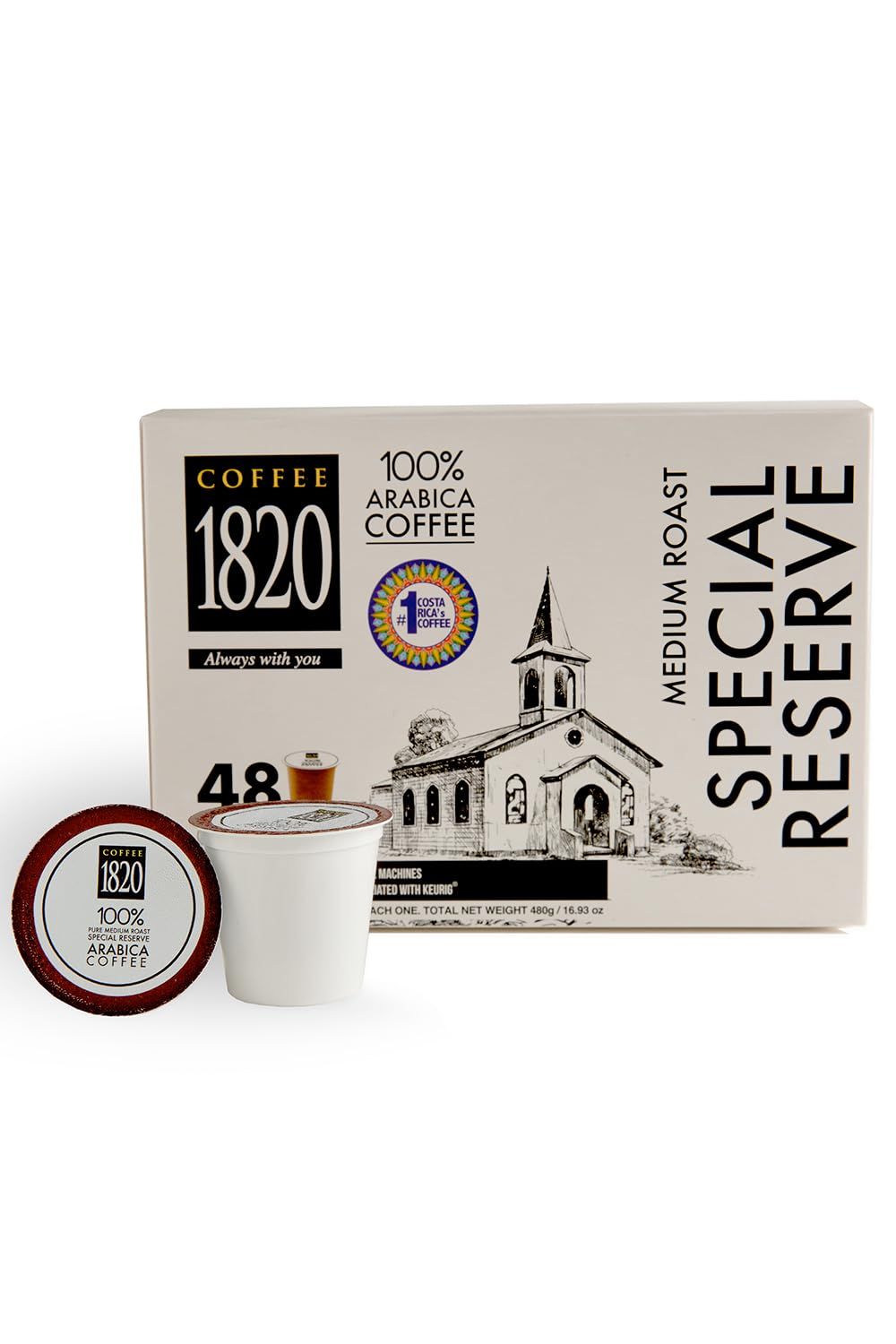 Café 1820 Special Reserve Ground Coffee Cups, Premium Costa Rican Blend, 100% Arabica, Medium/Dark …