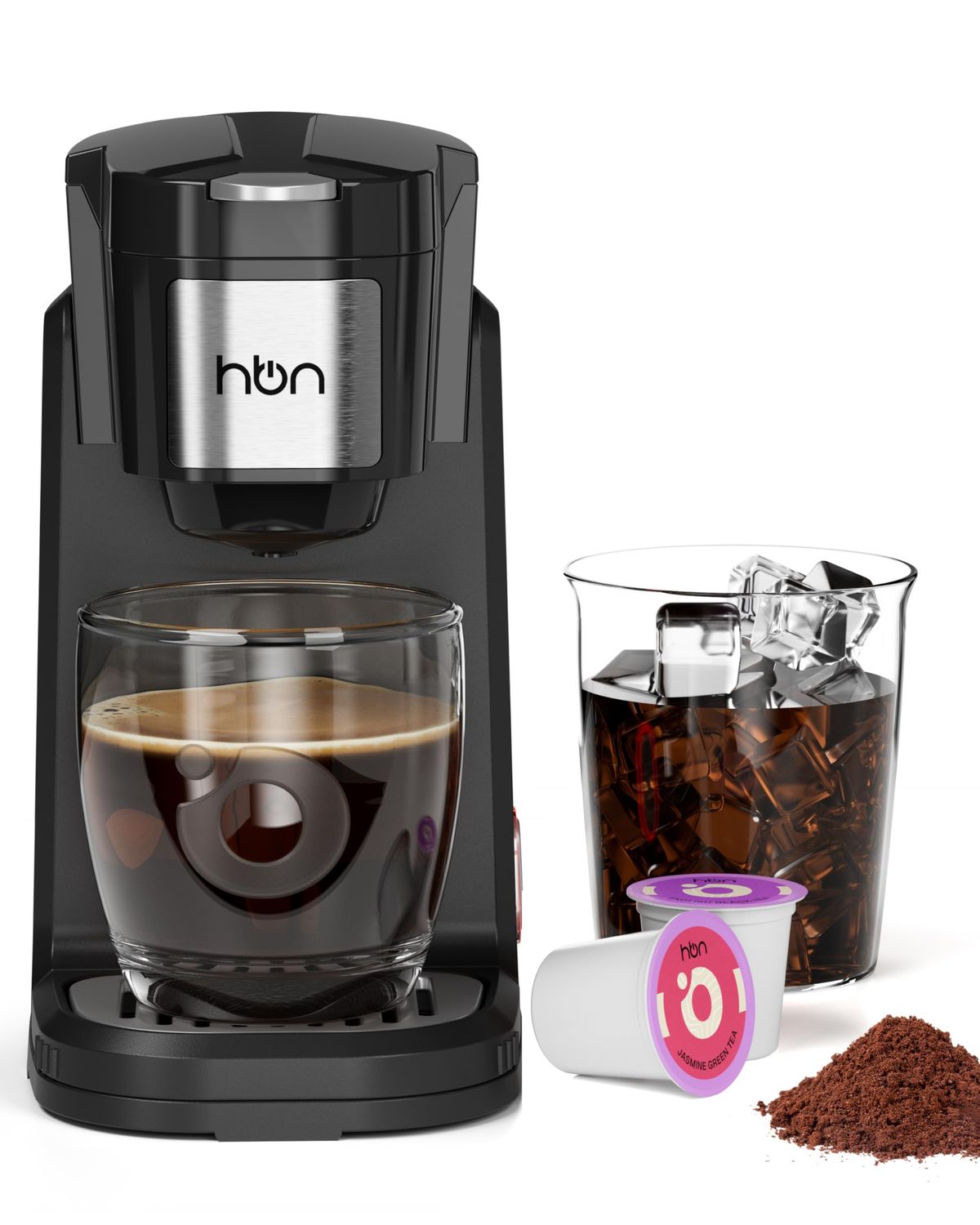 HBN Single Serve Coffee Maker for K-Cup &amp; Ground Coffee, Fast Brew One Cup Coffee &amp; Tea Machine wit…