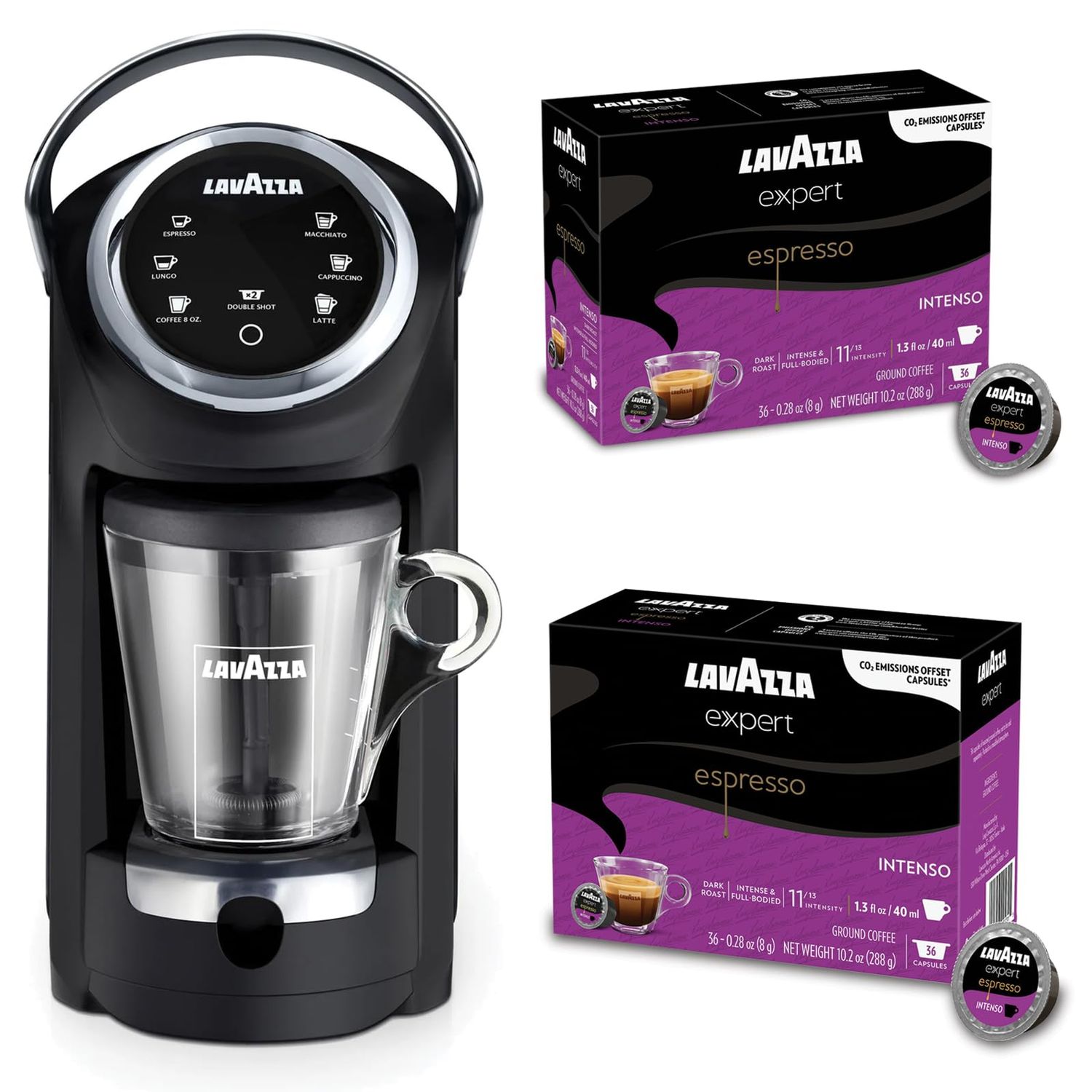 Lavazza Classy Plus Coffee Maker – 72 Count Intenso Espresso Capsules – Dual Brew Espresso &amp; Lungo …