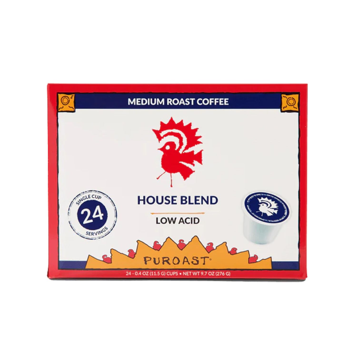 Puroast Low Acid Coffee| House Blend Single Serve Pods | Medium Roast | High Antioxidants &amp; High pH…