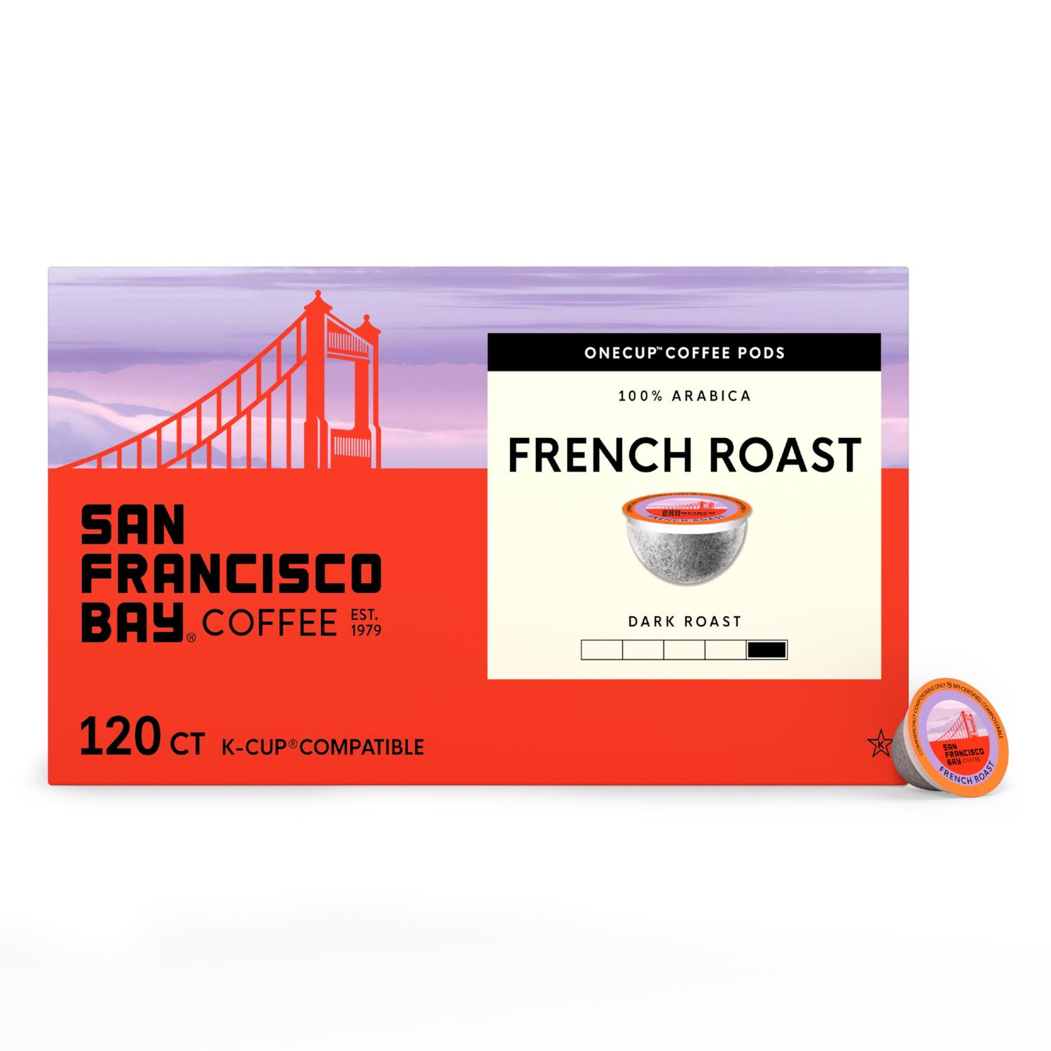San Francisco Bay K-Cup Coffee Pods, French Roast (120 ct), Dark Roast, Commercially Compostable Si…