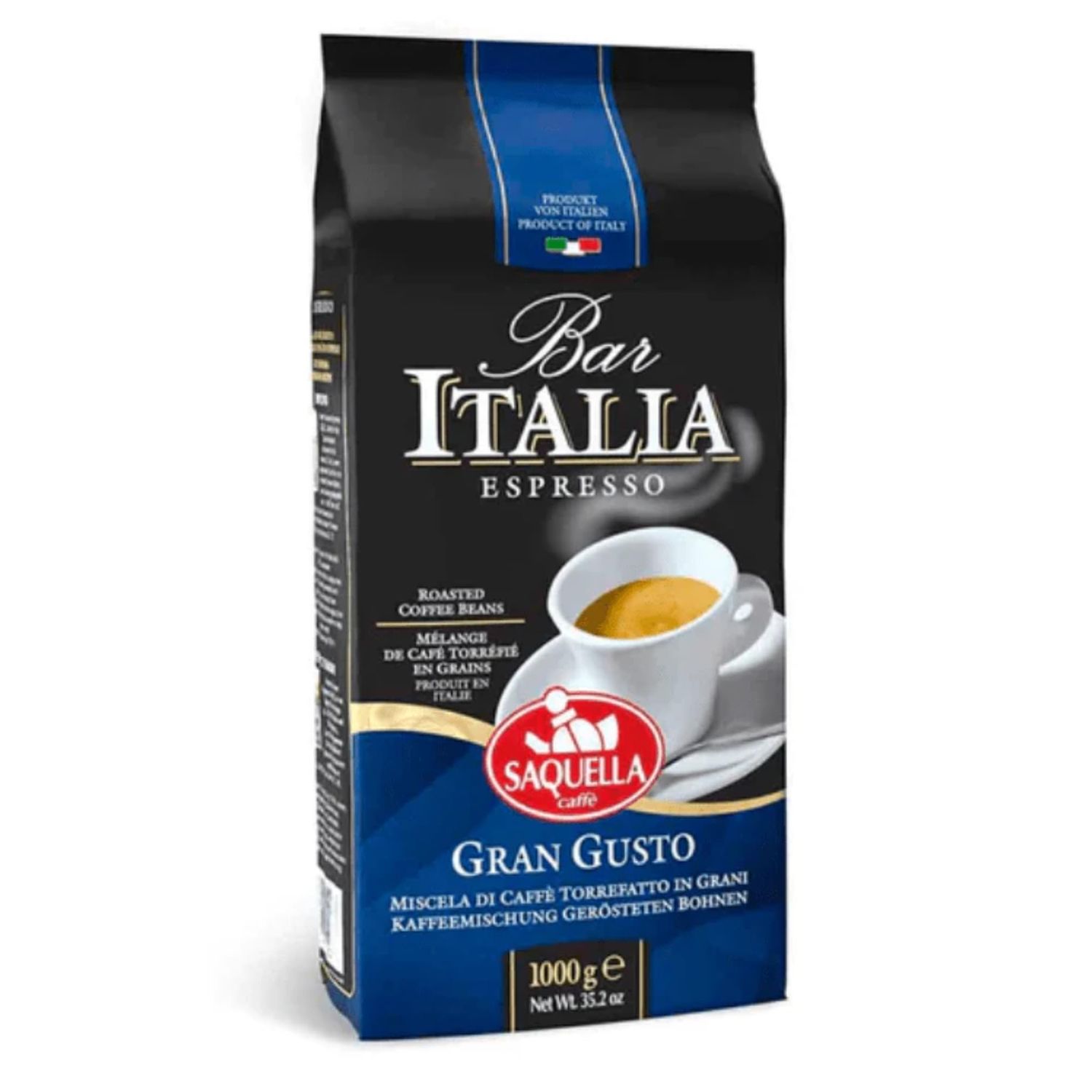Saquella Kaffee Bar Italia Gran Gusto Espresso Coffee Beans, 1kg (2.2 lb) | Authentic Italian Espre…