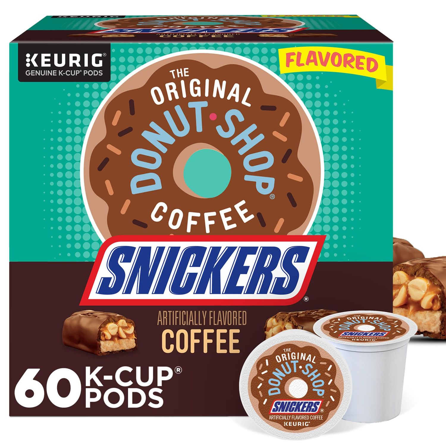 The Original Donut Shop Snickers Coffee, Keurig Single Serve K-Cup Pods, Flavored Coffee, 60 Count,…