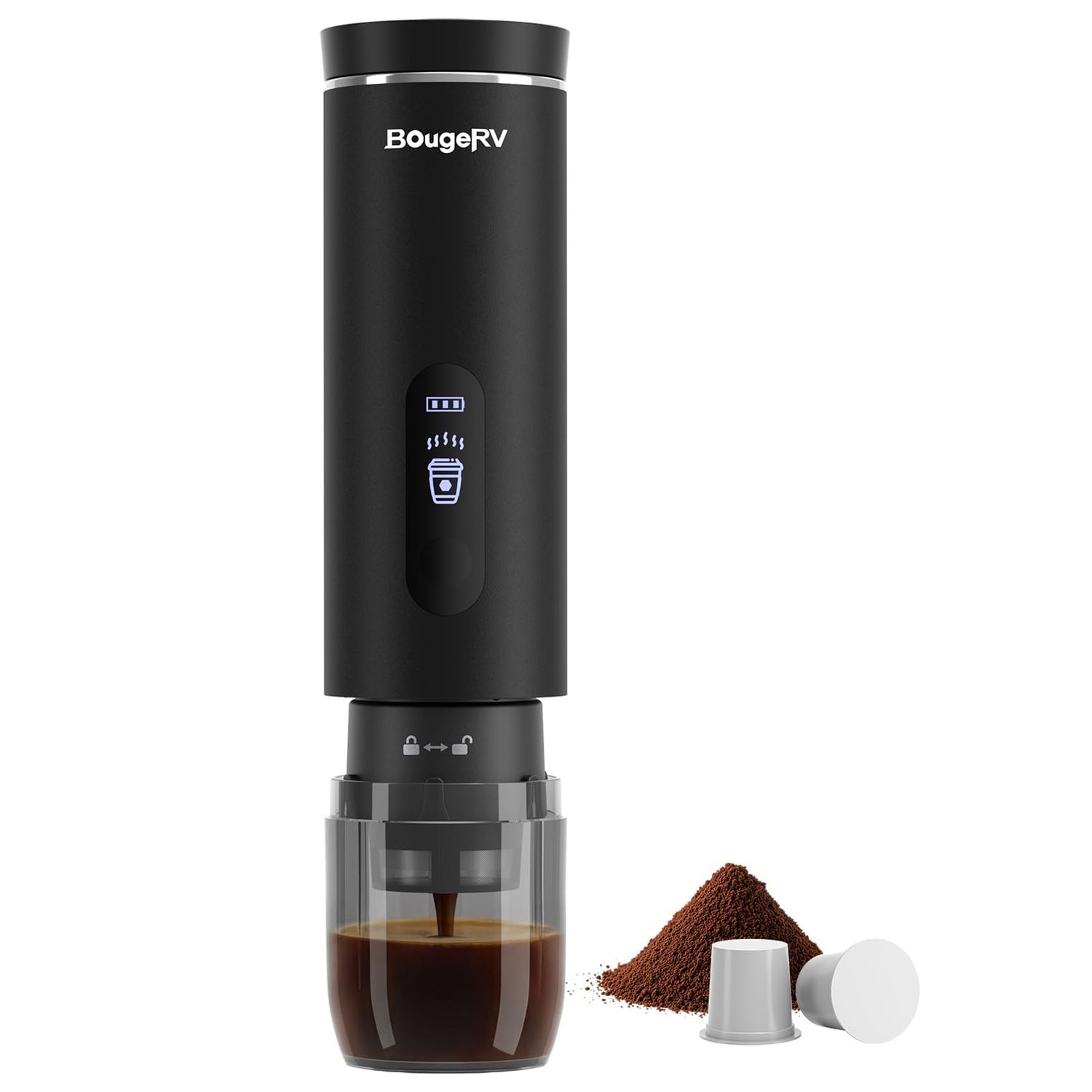 BougeRV Portable Drip Coffee Maker Compatible with K Cup &amp; Ground Coffee, Electric Car Coffee Machi…