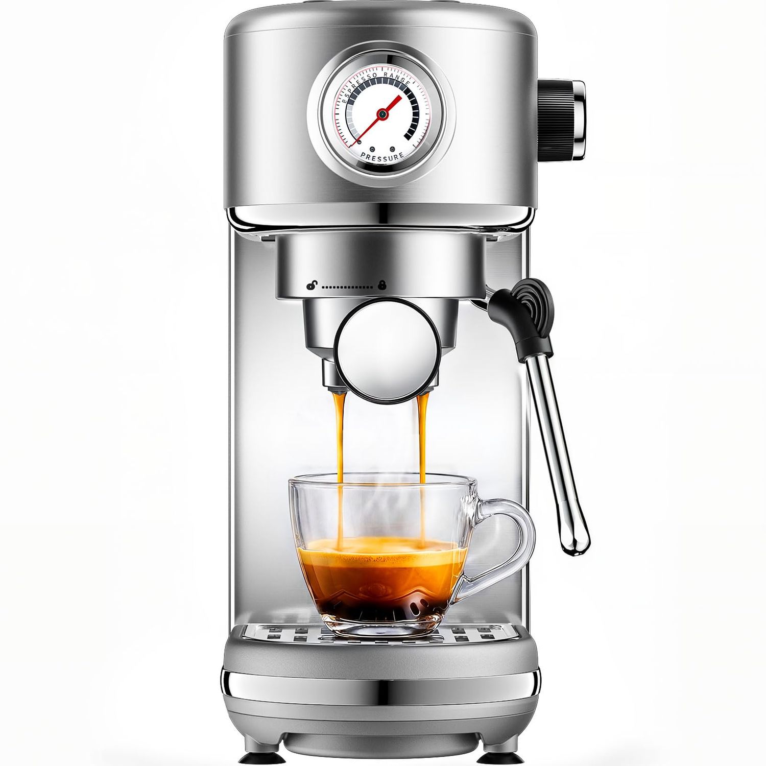 atatix Espresso Machine, 20 Bar Compact Espresso Coffee Machine with Milk Frother, Stainless Steel …