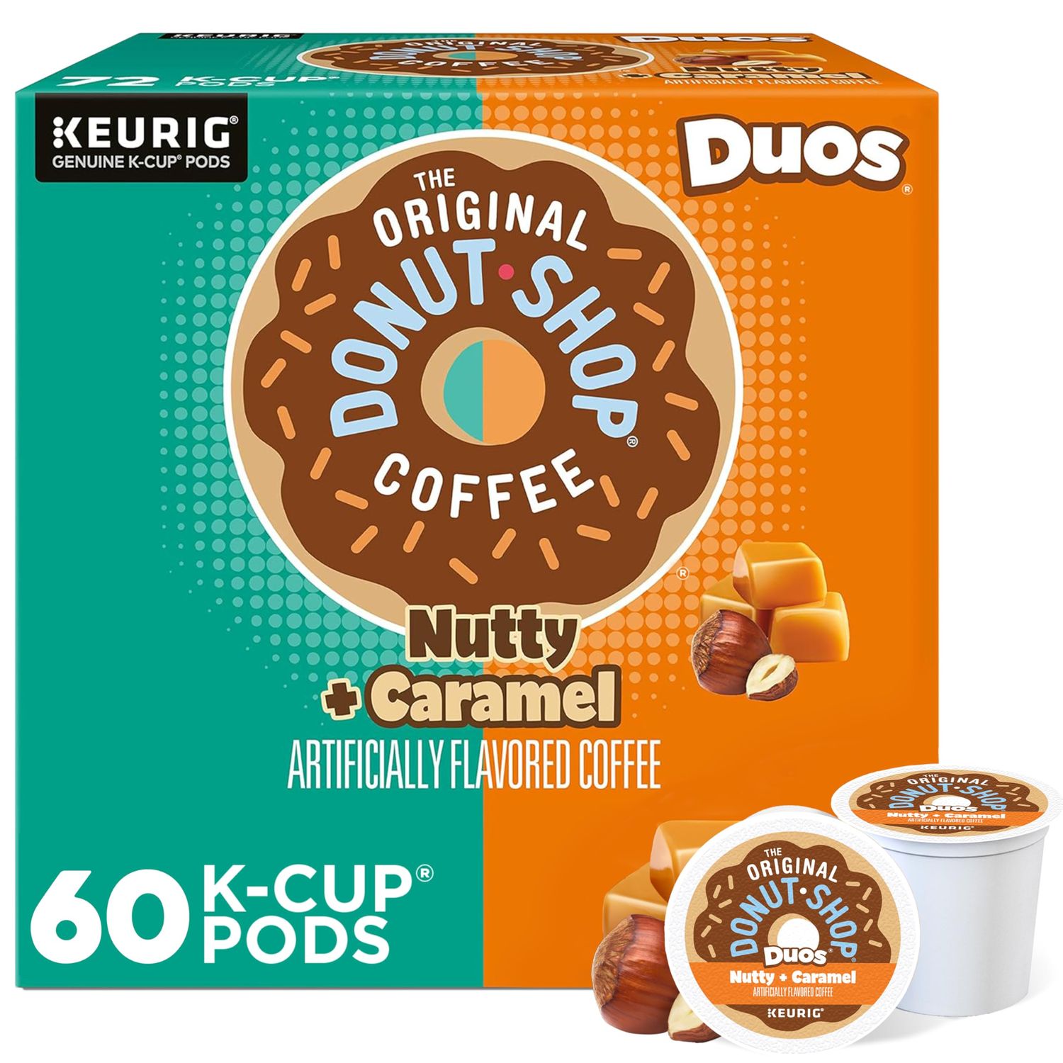 The Original Donut Shop Duos Nutty + Caramel Coffee, Keurig Single Serve K-Cup Pods, Light Roast Co…