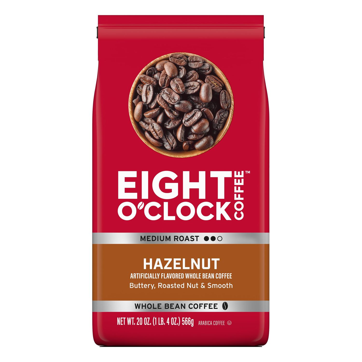 Eight O'Clock Coffee Hazelnut, Medium Roast, Whole Bean Coffee, 20 Ounce 100% Arabica, Kosher Certi…
