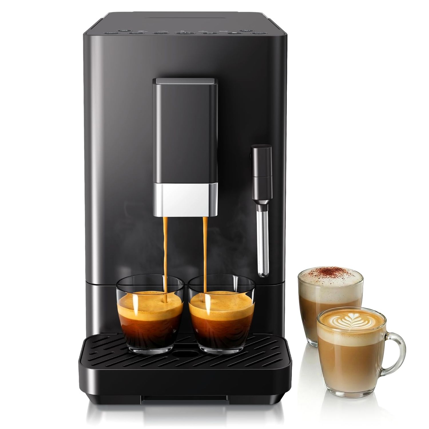 Kndko Automatic Espresso Machine, 20 Bar Coffee Maker with Grinder and Milk Frother Steam Wand, All…