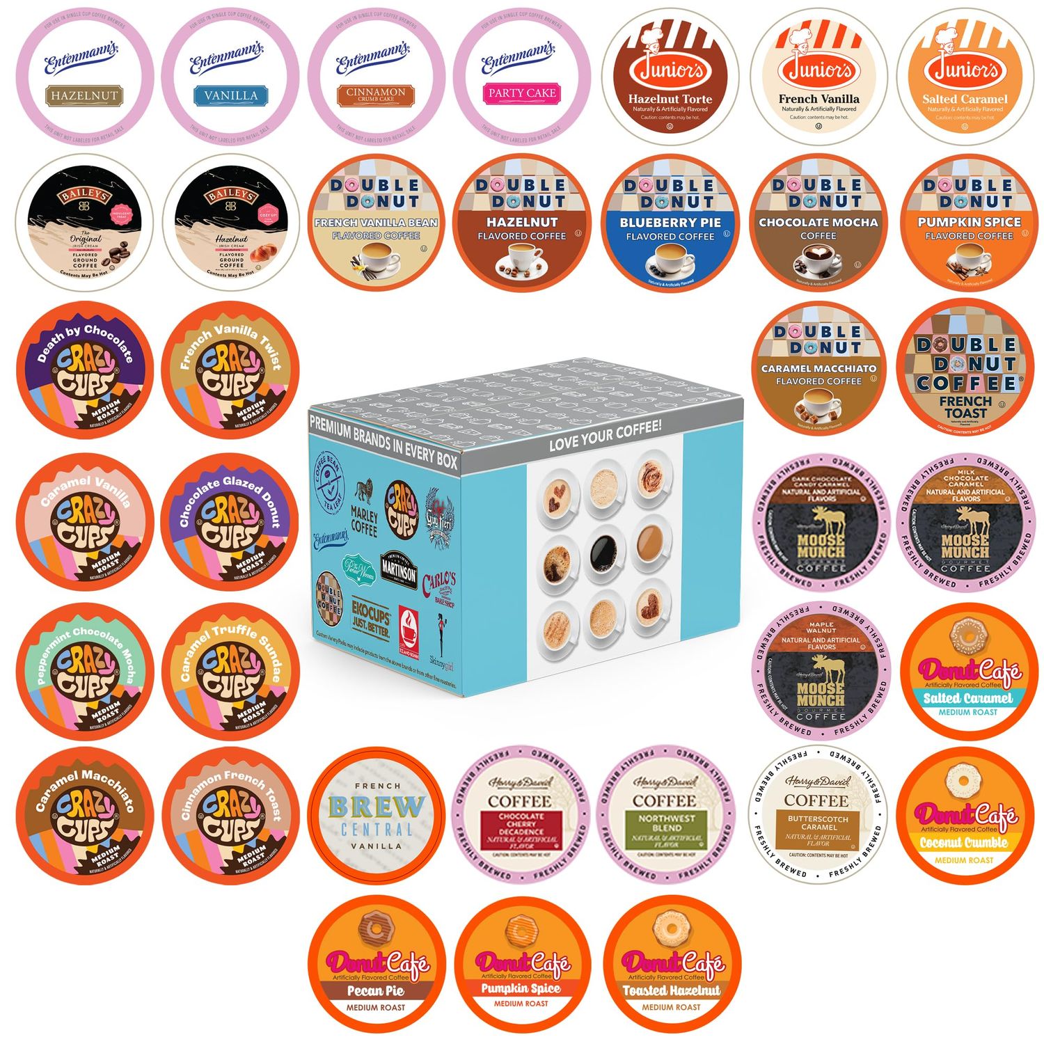 Crazy Cups Flavored Coffee Pods Variety Pack for Keurig K Cups Brewers, Assorted Flavored Coffee Sa…
