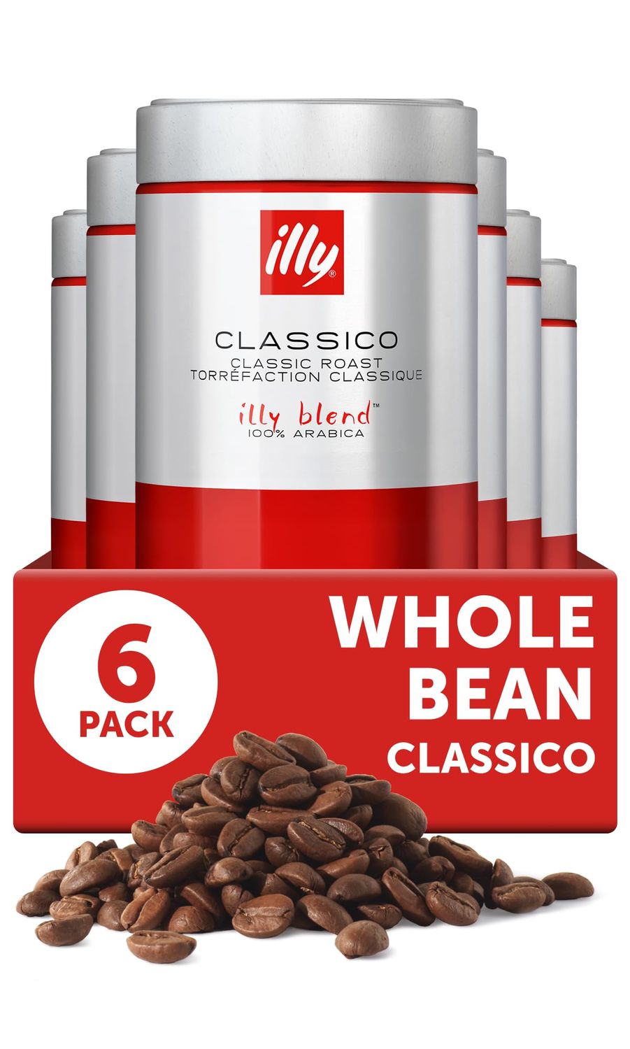 illy Whole Bean Coffee, Classico Medium Roast, 100% Arabica, Premium Italian Coffee, Ideal for Espr…