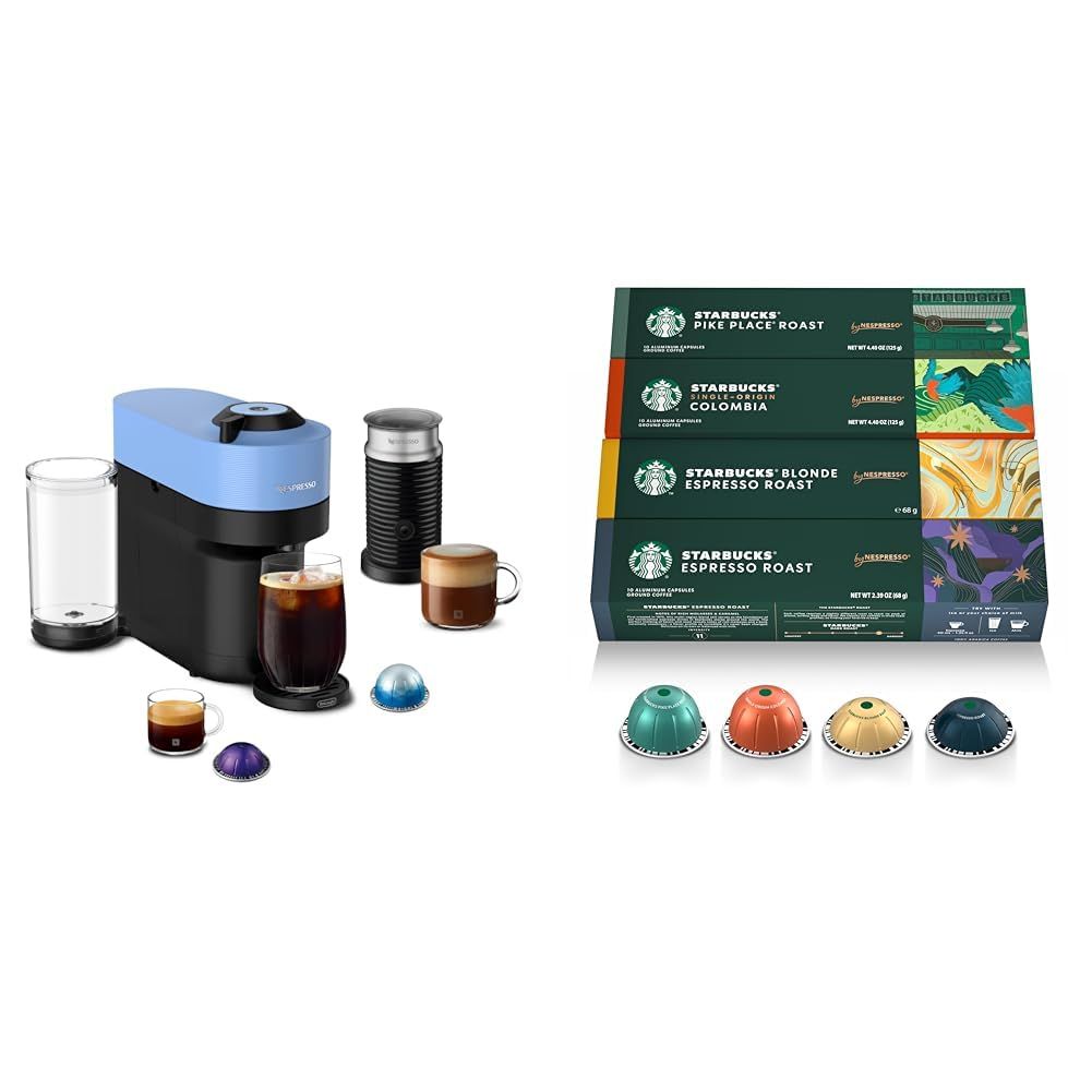 Nespresso Vertuo Pop+ Coffee and Espresso Machine by De'Longhi with Aeroccino Milk Frother, Pacific…