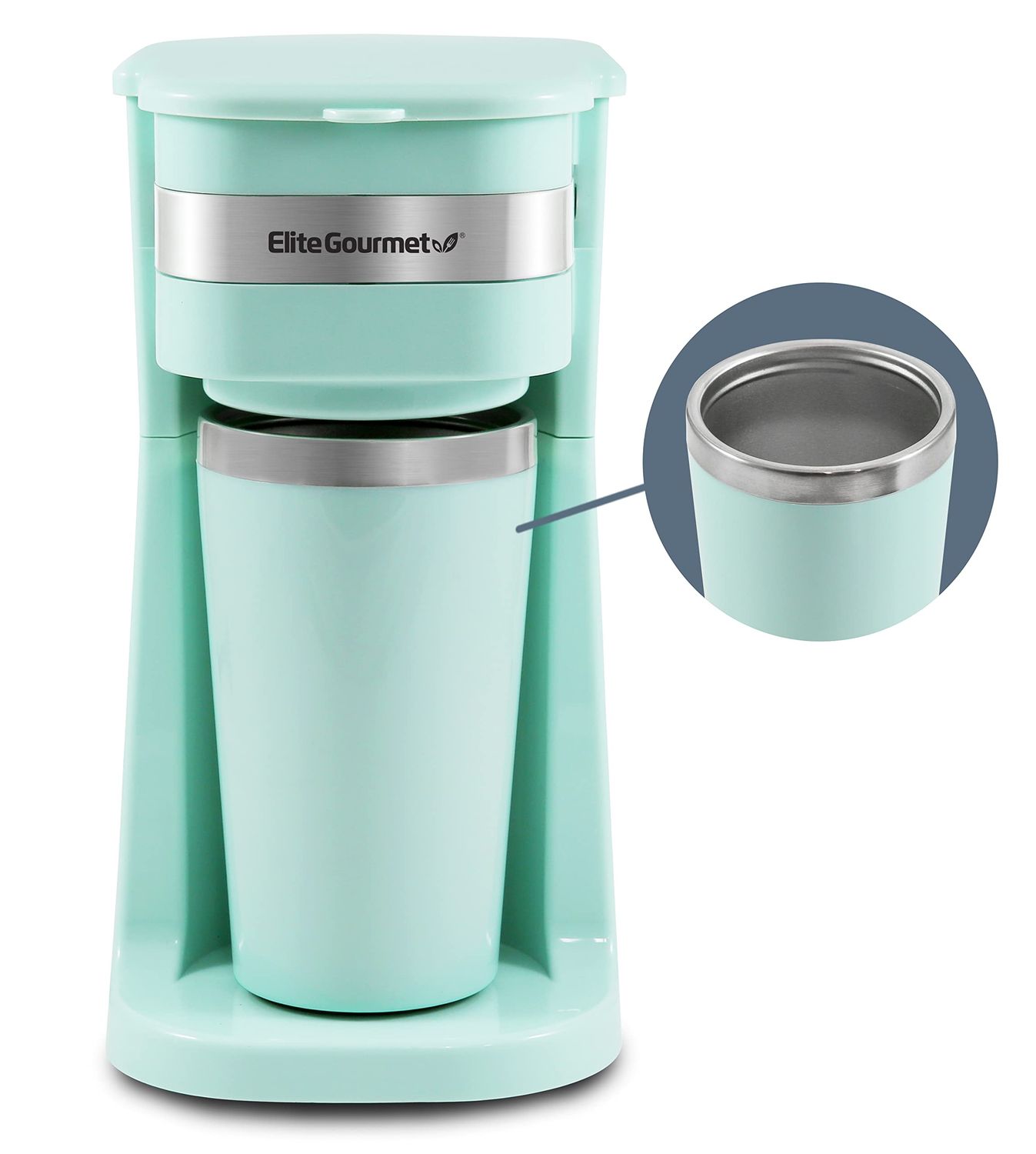 Elite Gourmet EHC117M Personal Single-Serve Compact Coffee Maker Brewer Includes 14Oz. Thermal Trav…
