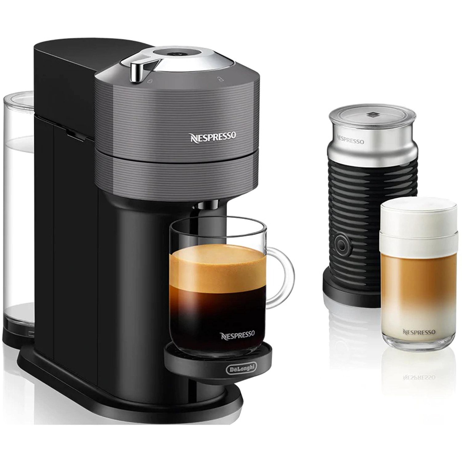 Nespresso Vertuo Next Coffee and Espresso Machine by De'Longhi with Milk Frother, 8 ounces, Dark Gr…