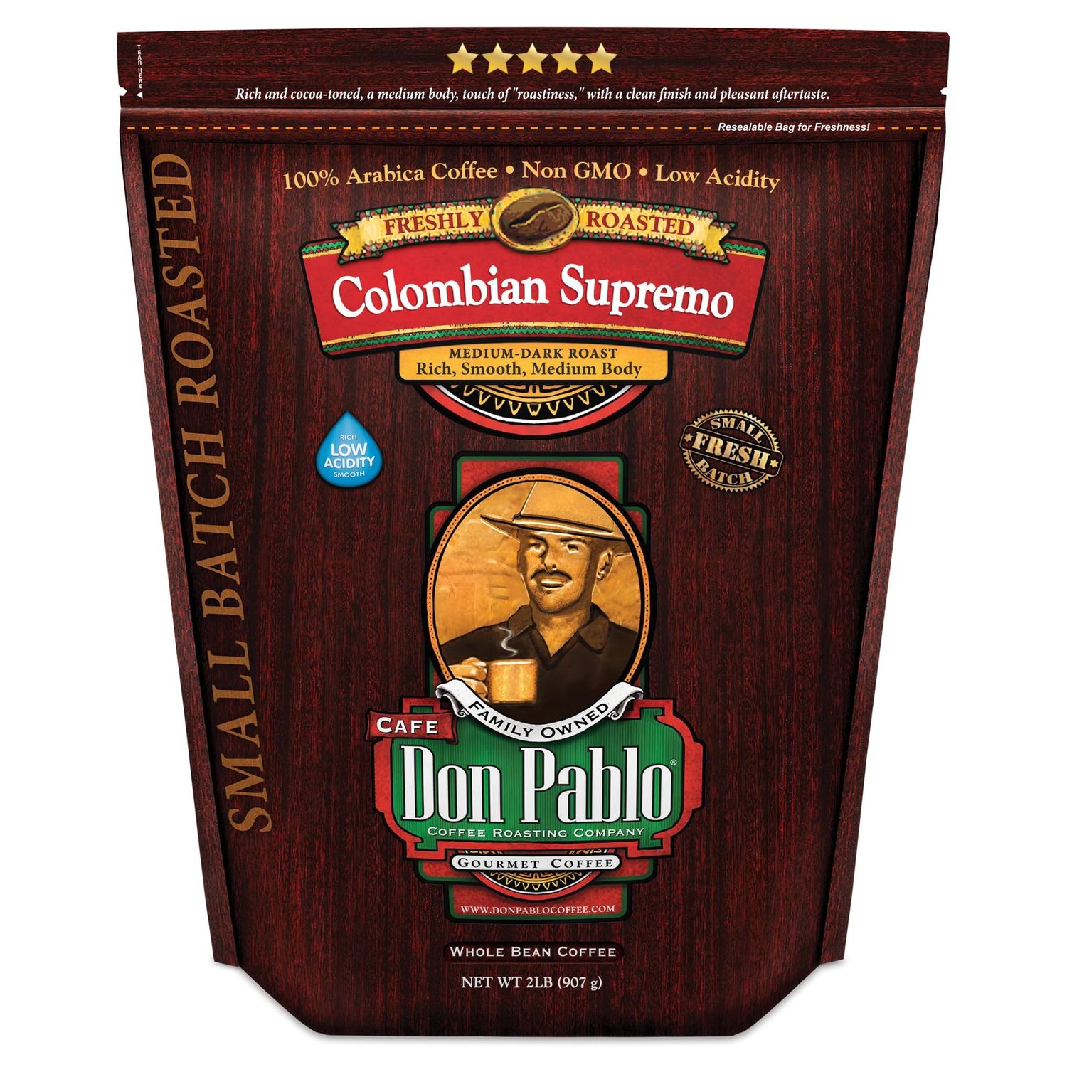 Don Pablo Colombian Supremo - Medium-Dark Roast - Whole Bean Coffee - Low Acidity