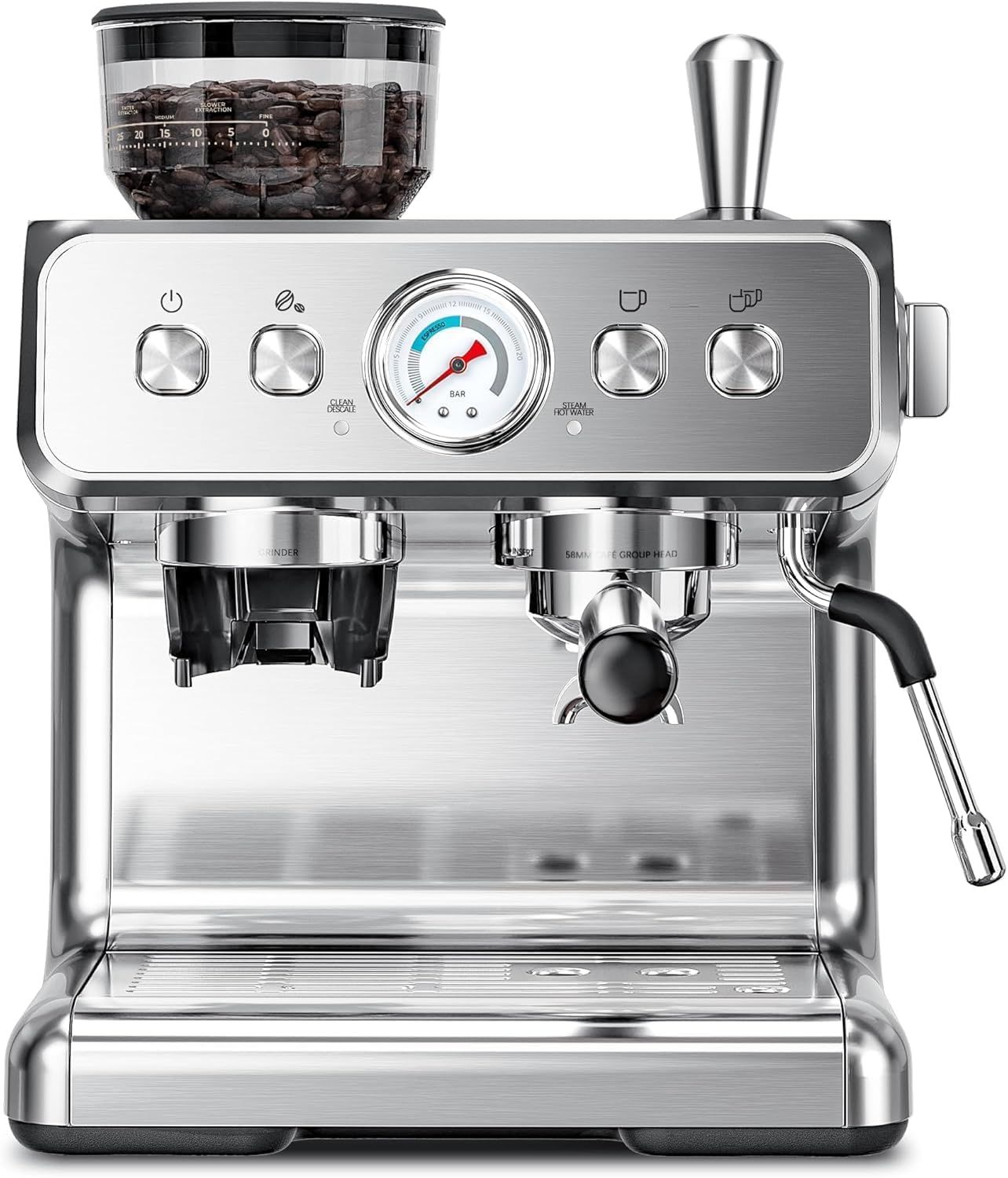 Kismile Espresso Machine with Grinder, 20 Bar Expresso Coffee Machines with Milk Frother, 58mm Expr…
