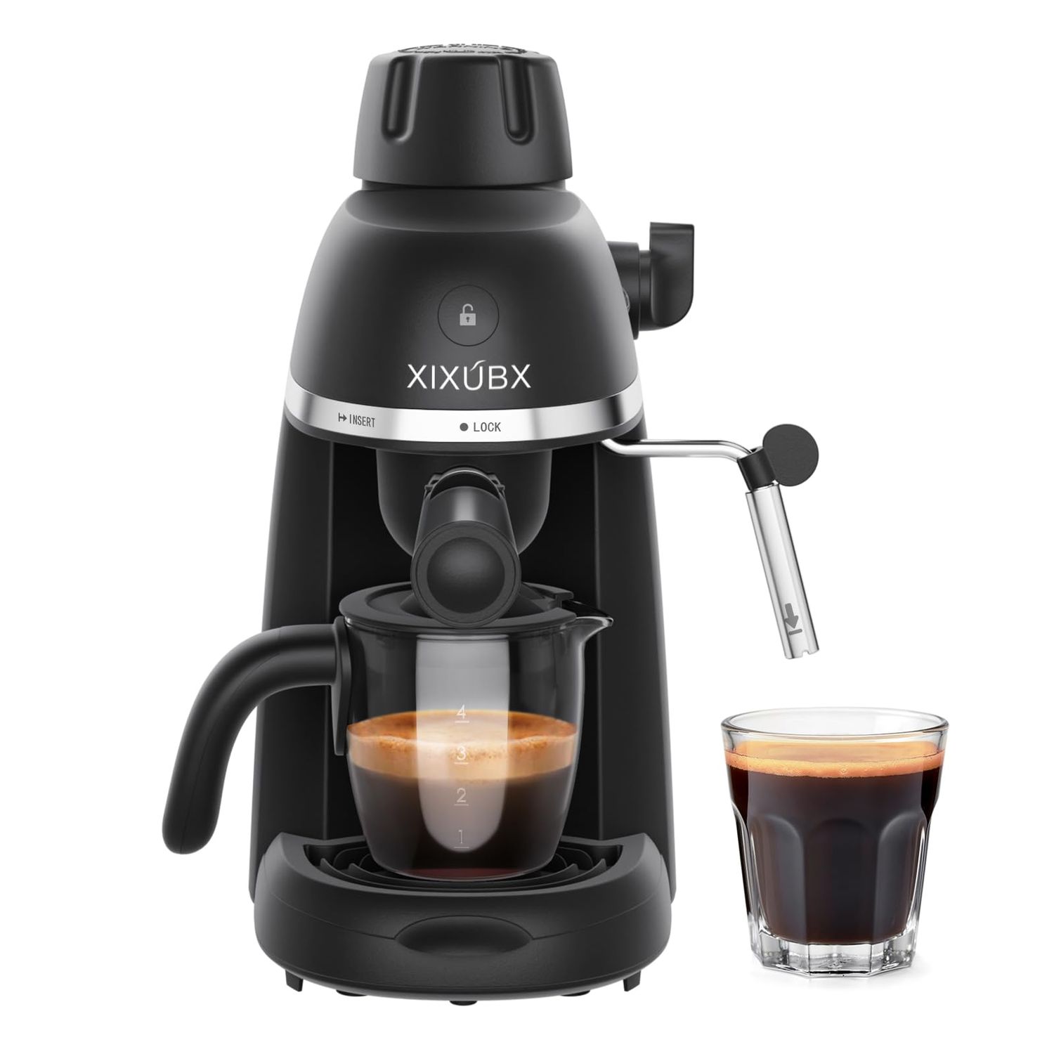 XIXUBX Coffee Machine, 3.5 Bar Espresso &amp; Cappuccino Machine with Steam Wand, Compact Design Coffee…