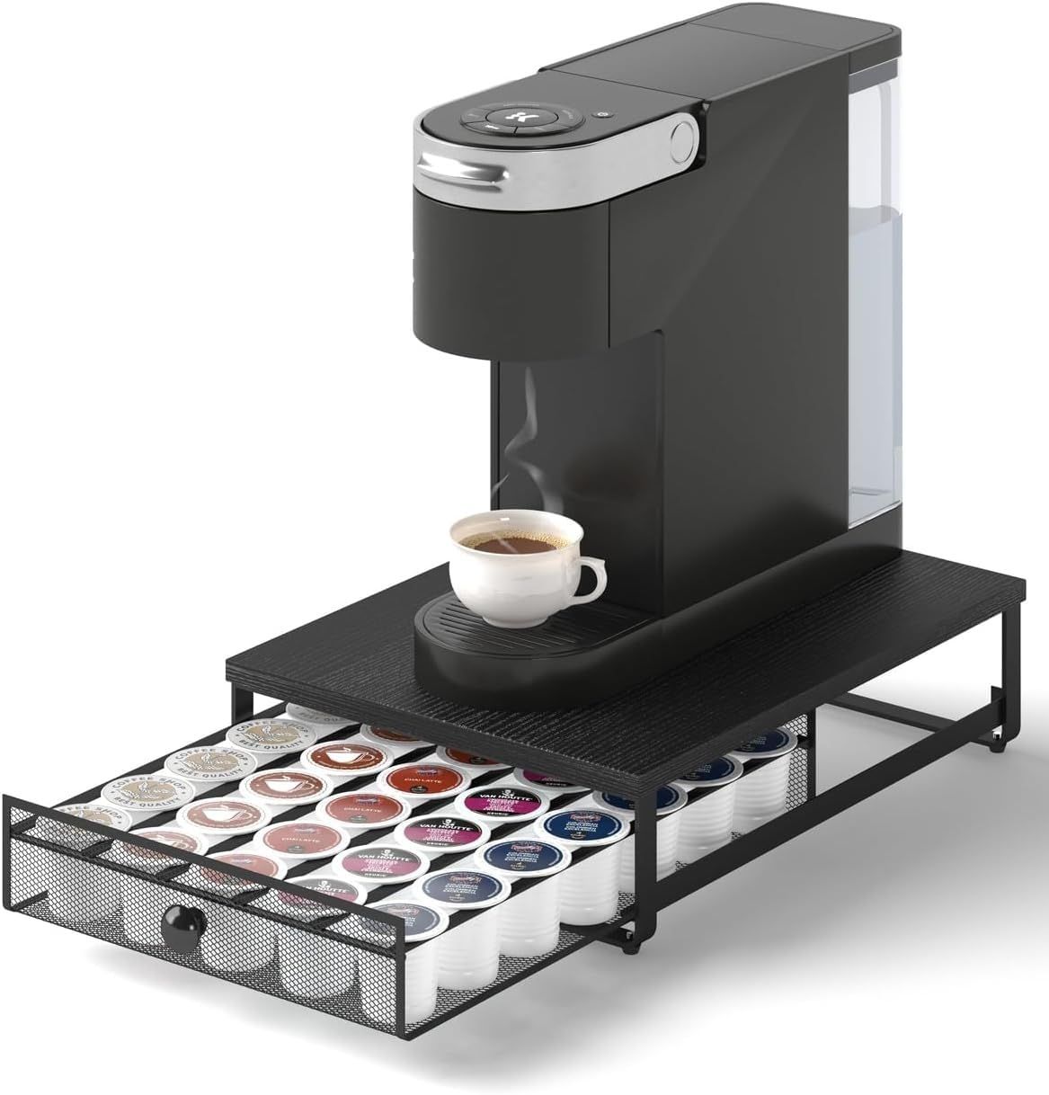 Sedegn Coffee Pod Holder Counter Coffee Vertuo Capsules Storage Organizer with Sliding Drawer Compa…