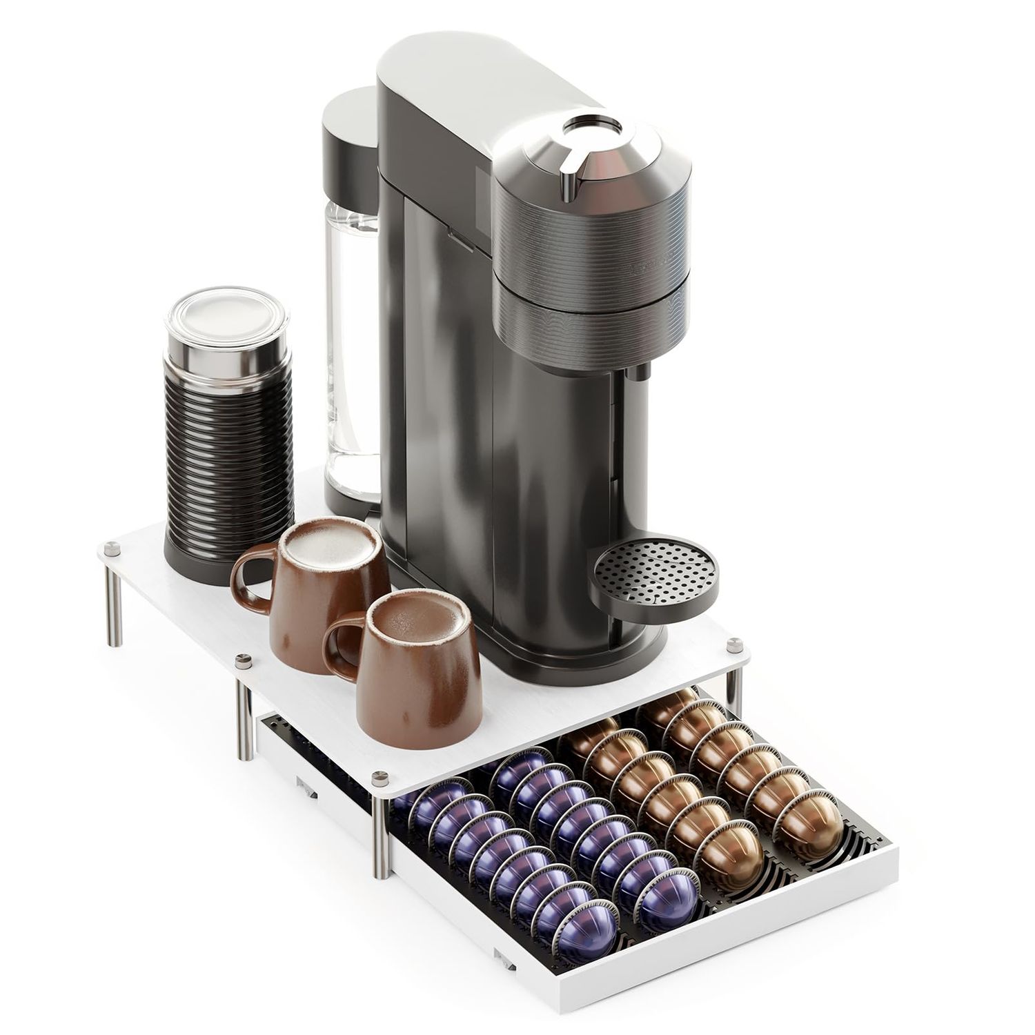 SpaceAid Bamboo Coffee Pod Holder Drawer Storage Compatible with Nespresso Vertuo Capsules, Coffee …