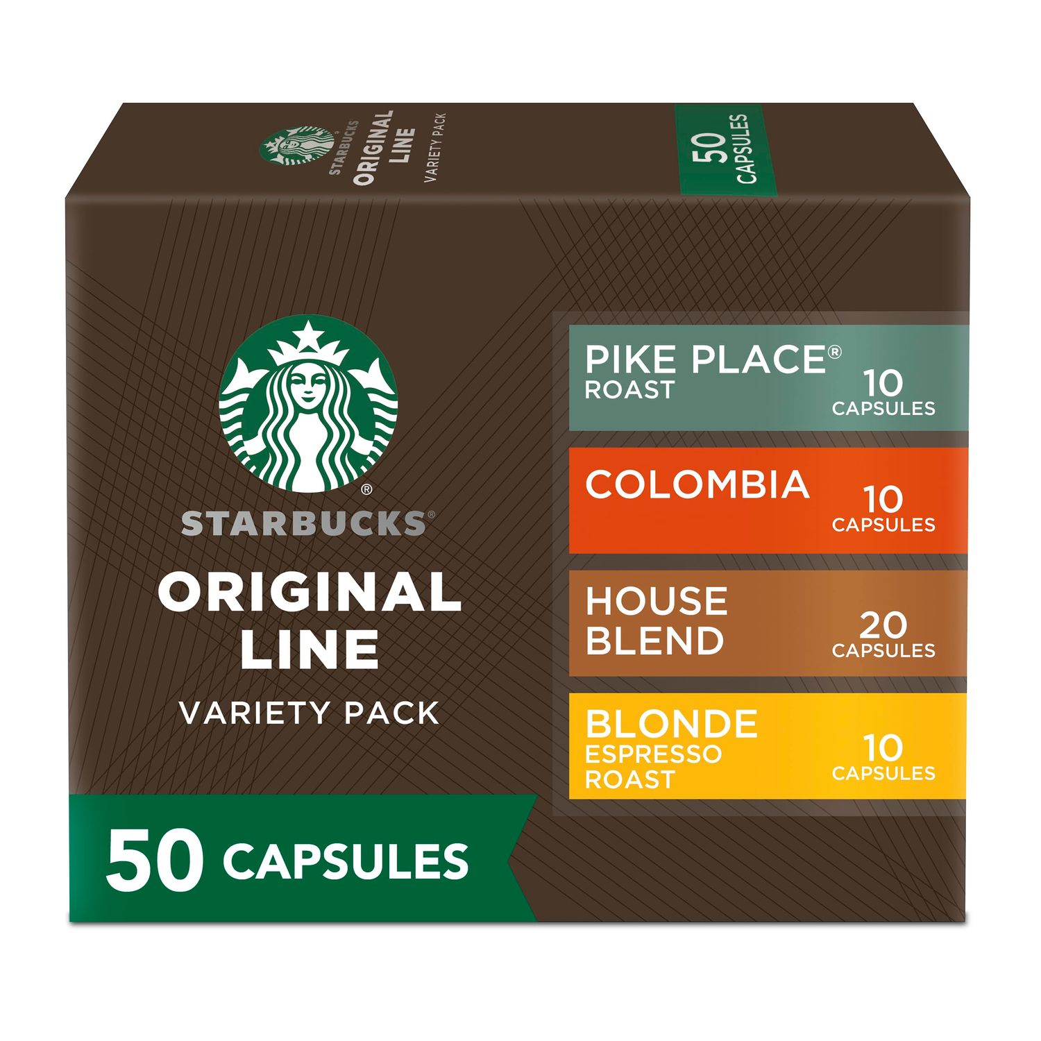 Starbucks by Nespresso Original Line Mild Variety Pack Coffee, 50-count Espresso Pods, Presentation…