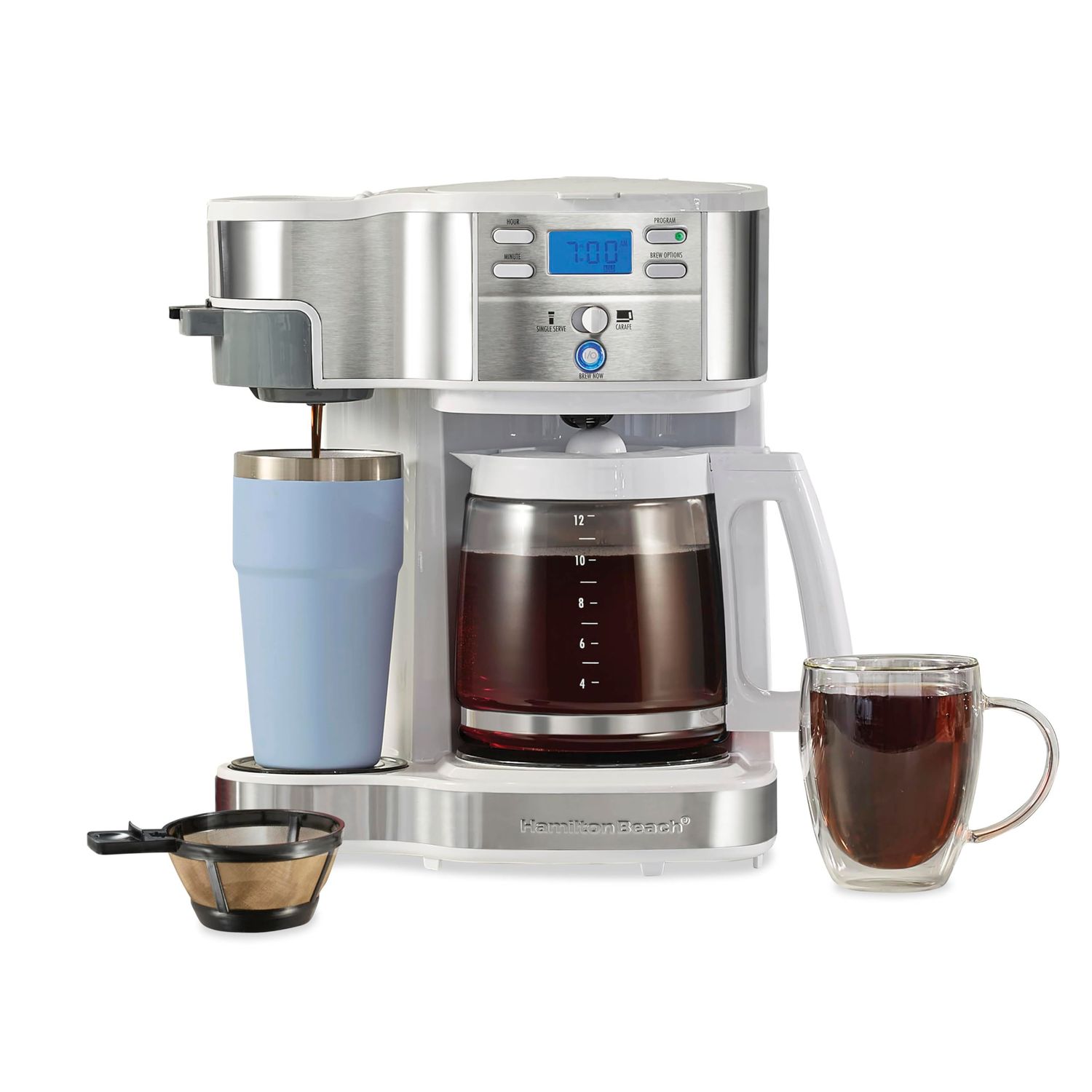 Hamilton Beach 2-Way Programmable Coffee Maker, 12 Cup Glass Carafe And Single Serve Coffee Maker, …